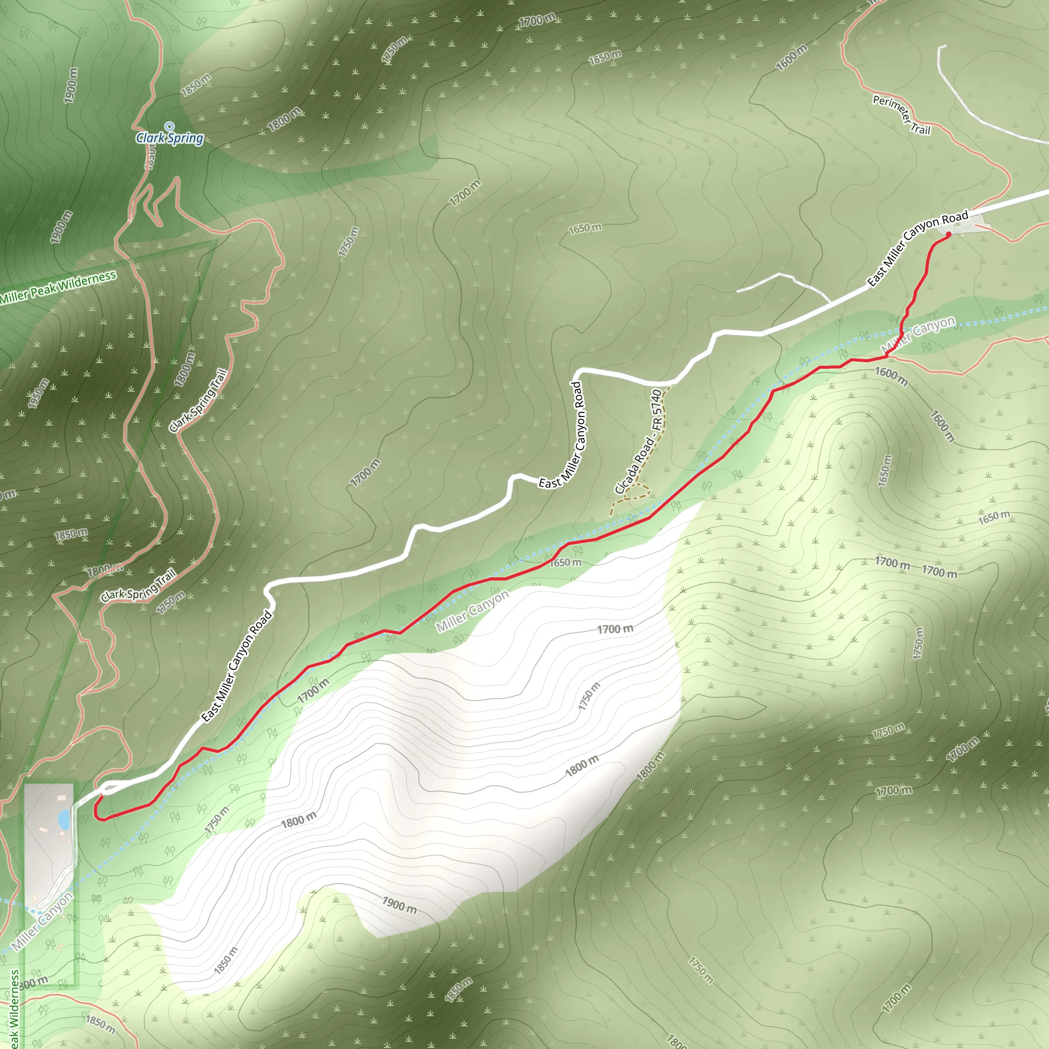 Miller Canyon Walk from East Miller Canyon Road mobile static map