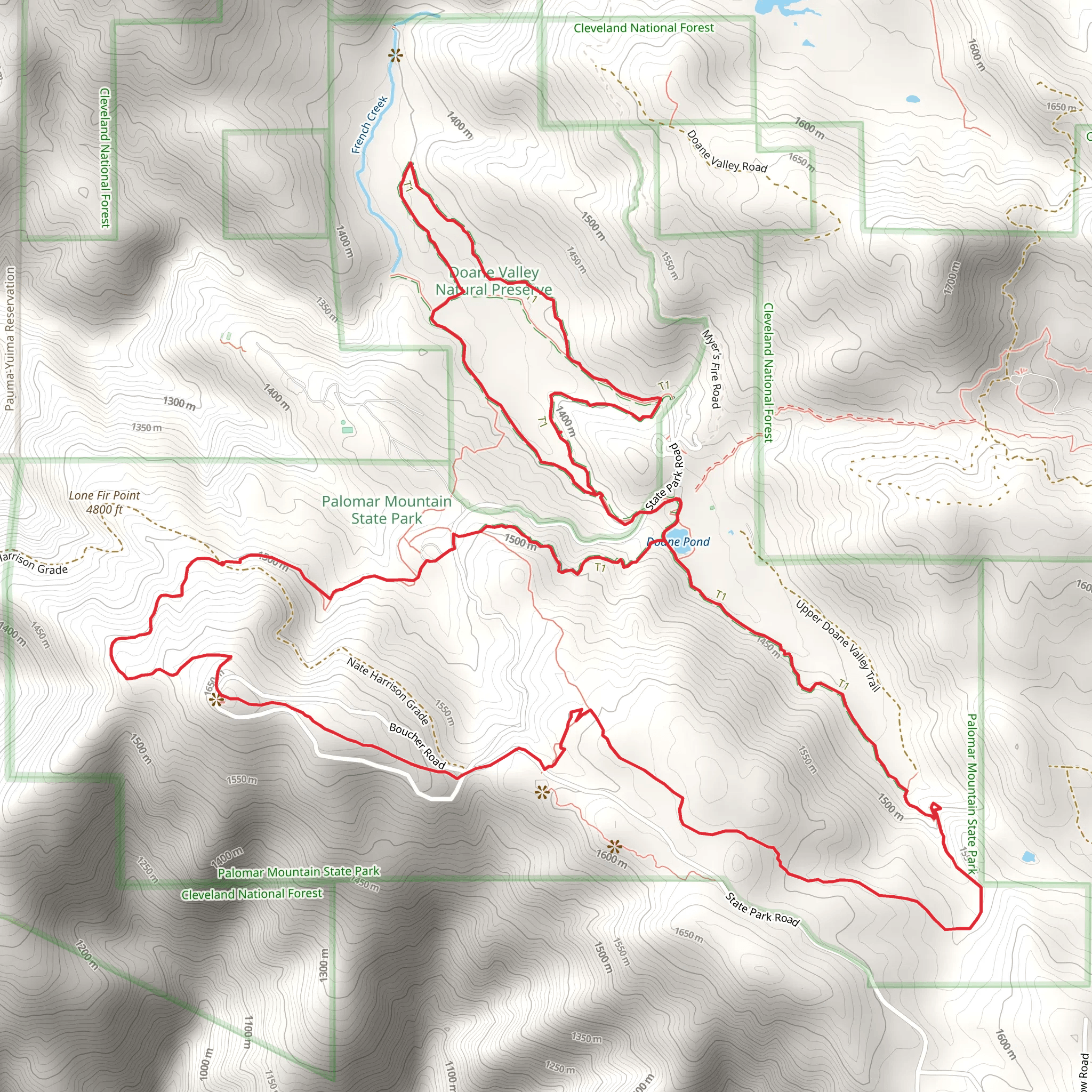 Chimney Flats Trail, Thunder Spring Trail and Cedar Trail Loop mobile static map