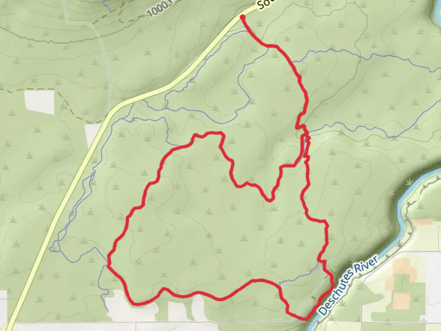 An image depicting the trail Pumice Foot, Rockbar and Headgate Loop Trail and its surrounding area.