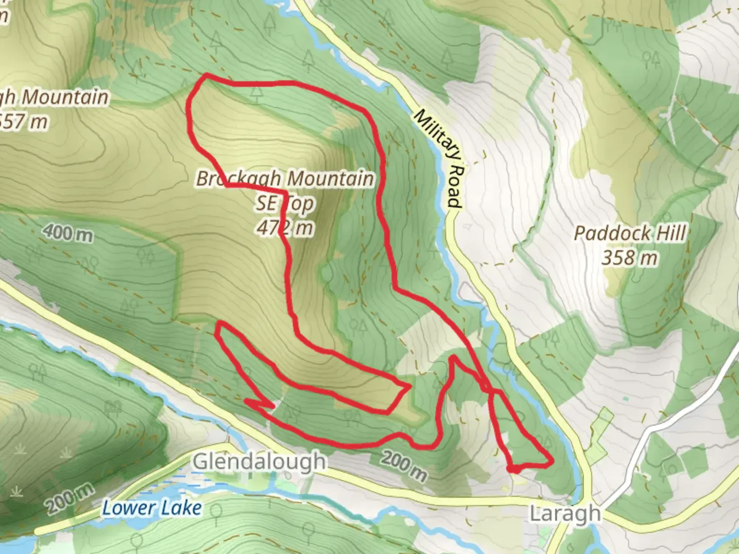 An image depicting the trail Brockagh Loop and its surrounding area.