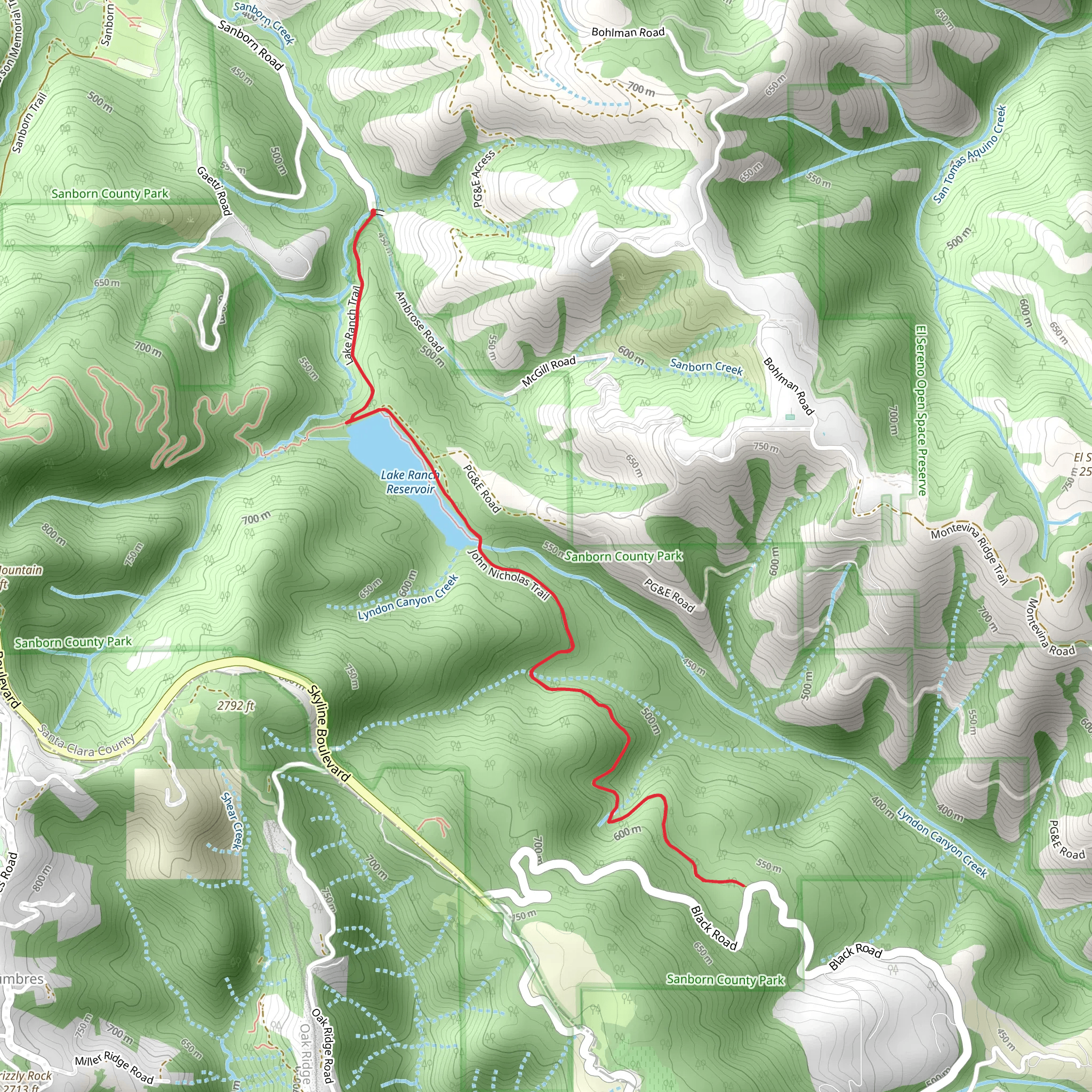 Lake Ranch Trail and John Nicholas Trail mobile static map