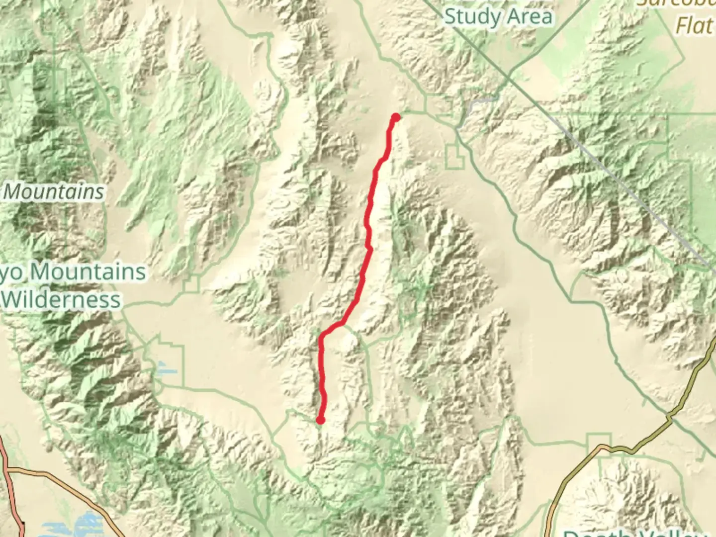 An image depicting the trail Racetrack Valley Road Trail and its surrounding area.