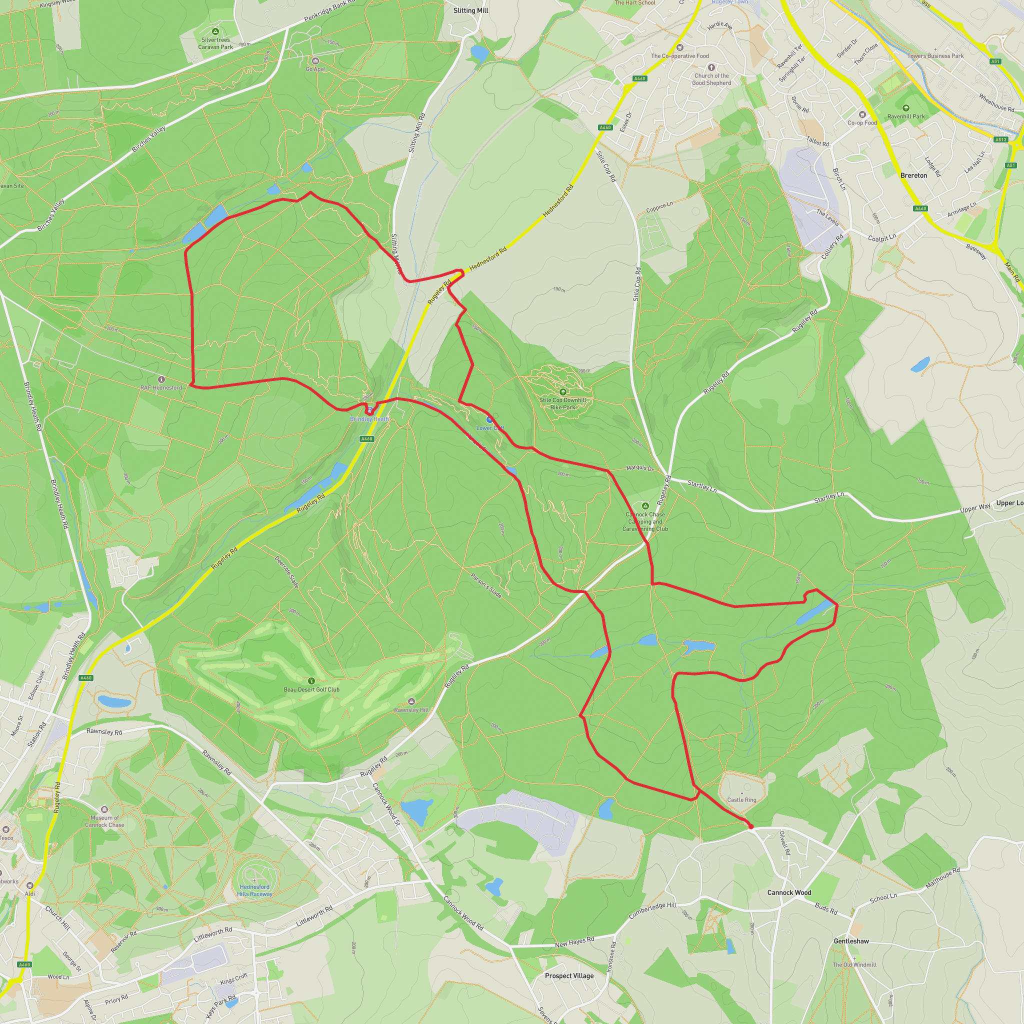 Castle Ring and Beaudesert Old Park mobile static map