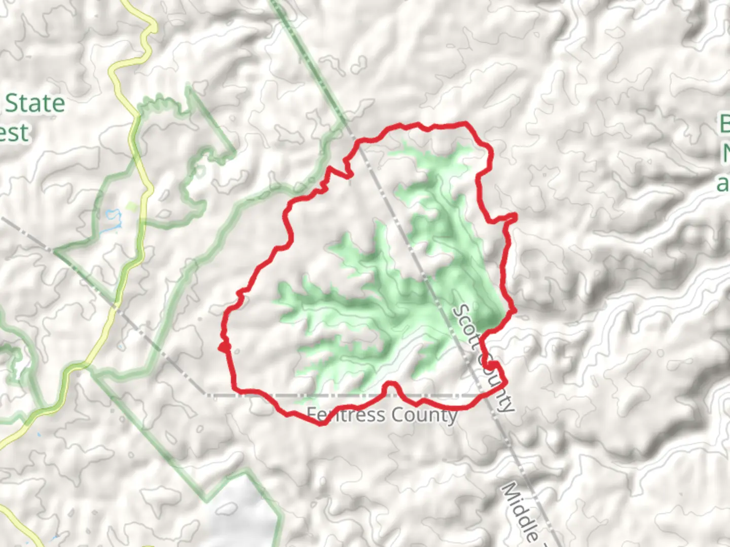 An image depicting the trail Gobblers Knob Trail and Fork Ridge Loop Trail and its surrounding area.