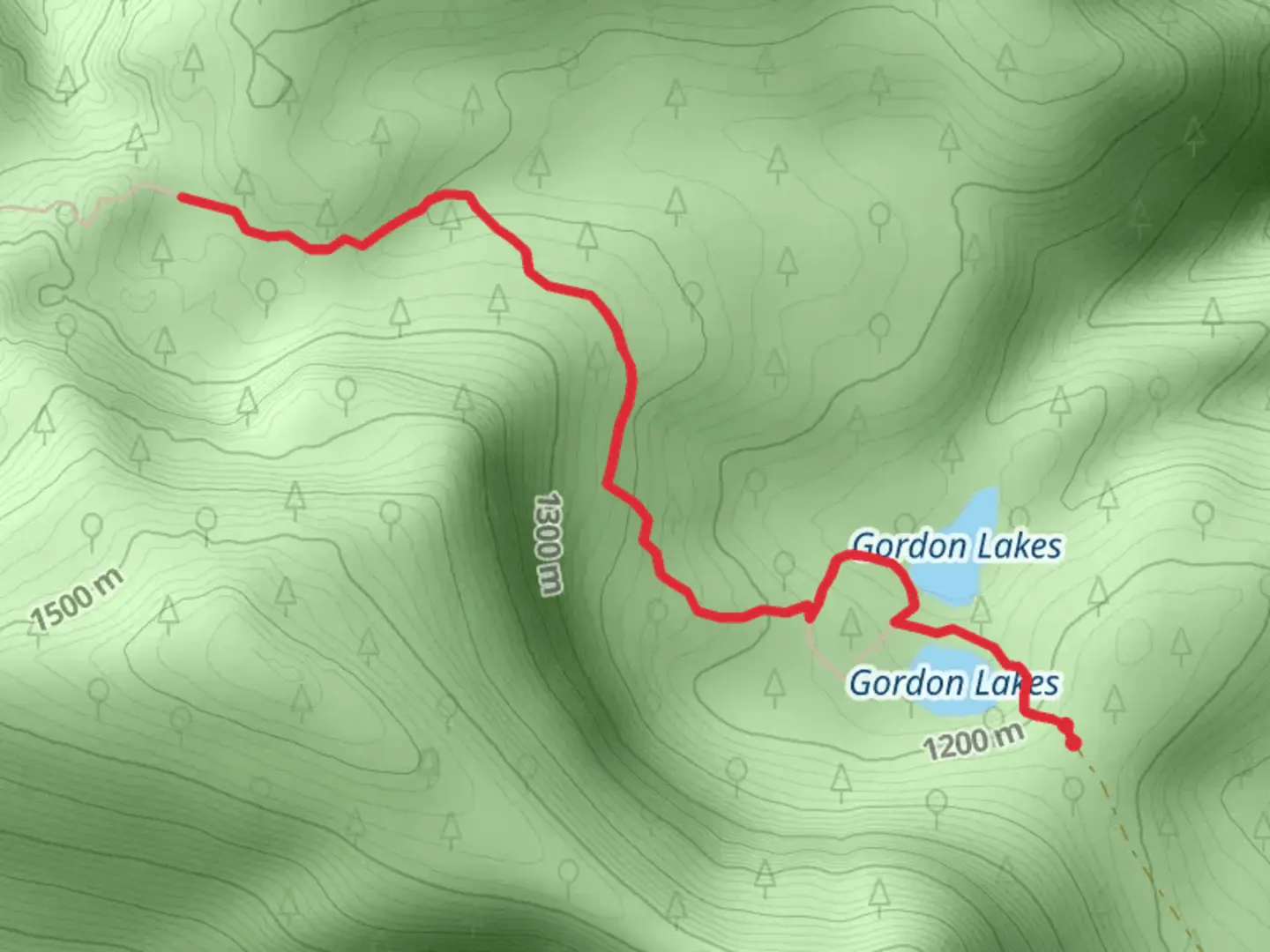 An image depicting the trail Gordon Lakes and its surrounding area.