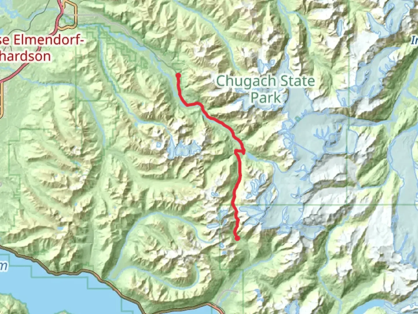 An image depicting the trail Crow Pass Trail and its surrounding area.