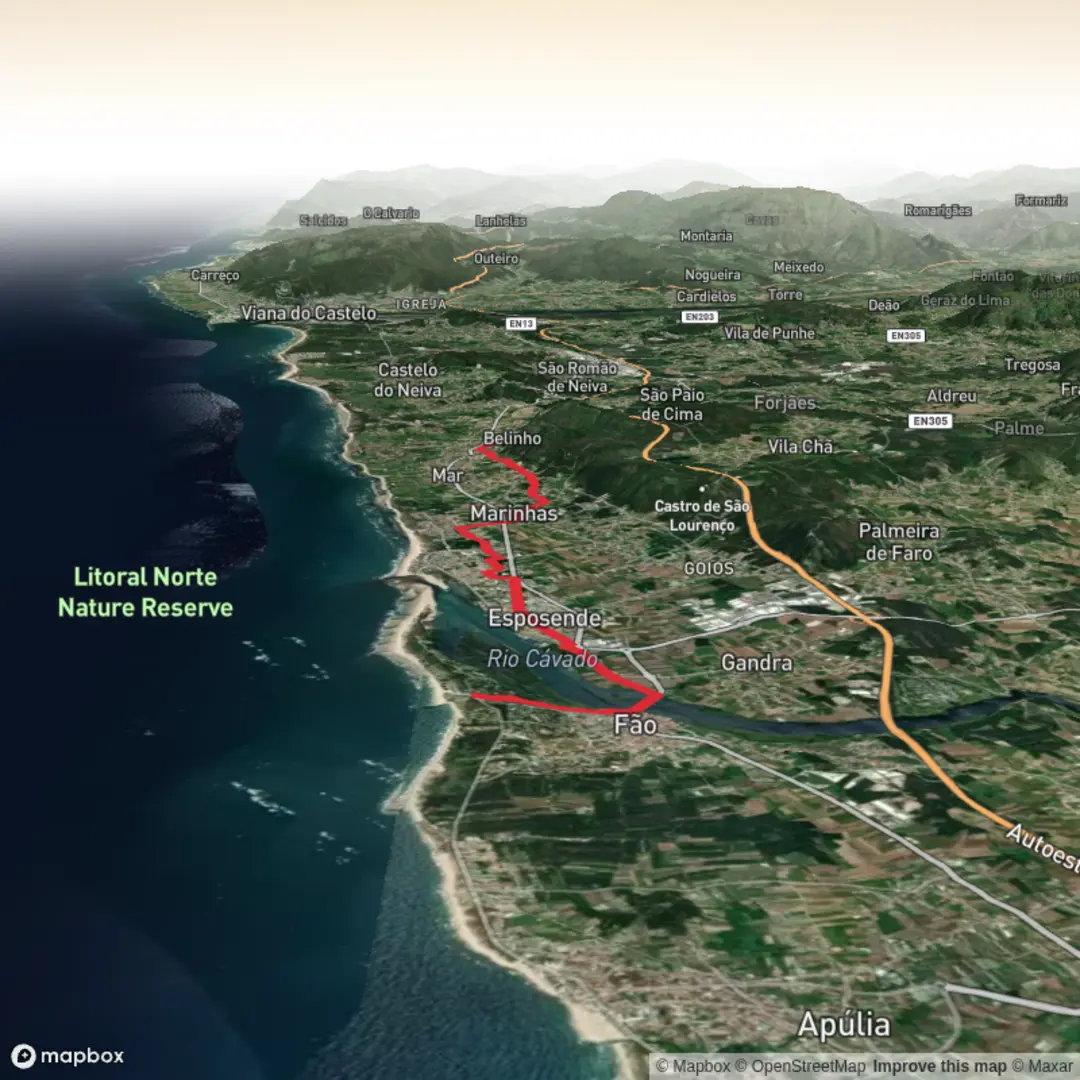 An image depicting the trail Portuguese 3 and its surrounding area.