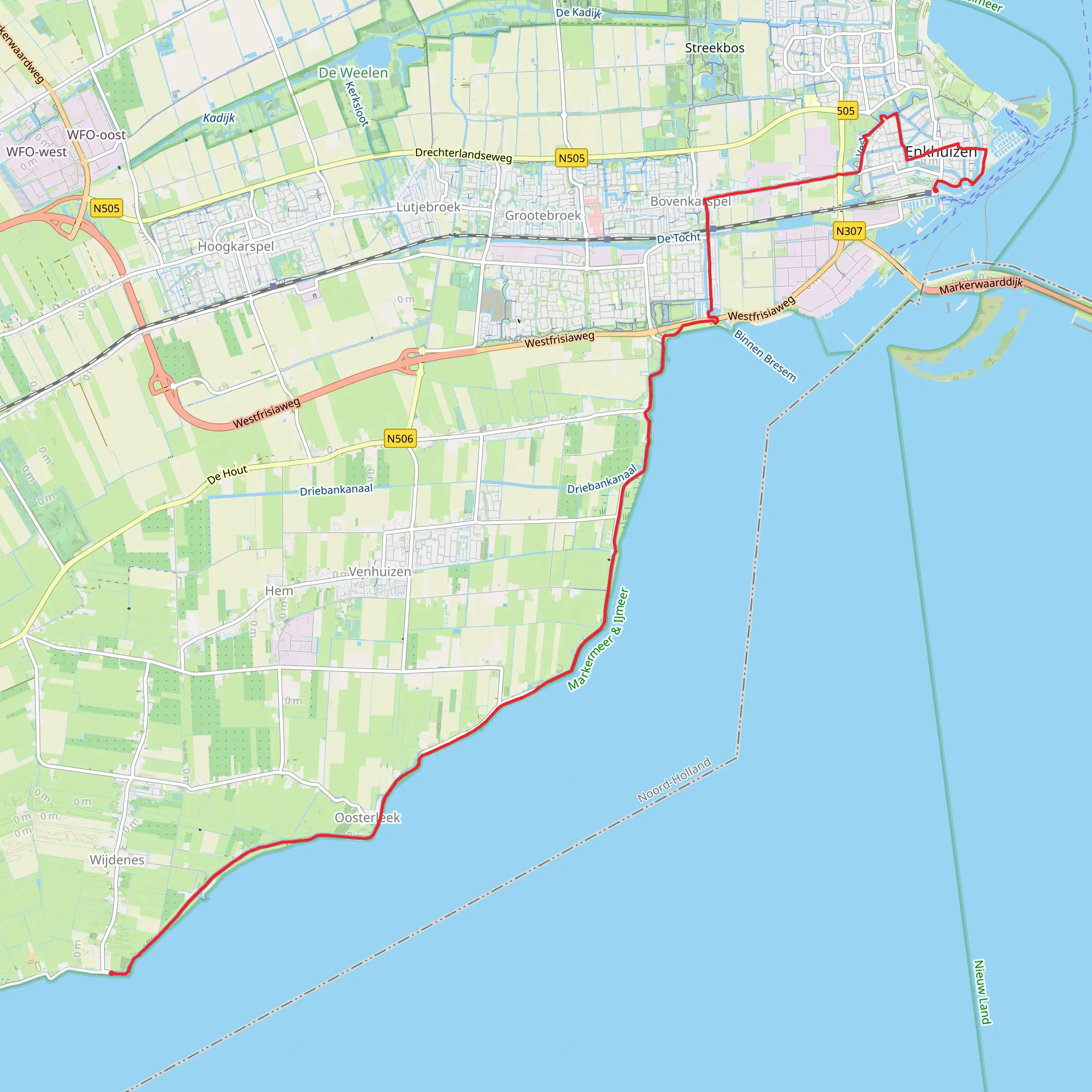 Kraaienburg to Enkhuizen via Zuiderdijk and De Drieban mobile static map