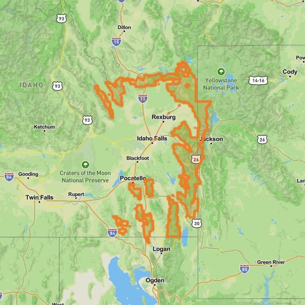 Caribou-Targhee National Forest mobile static map