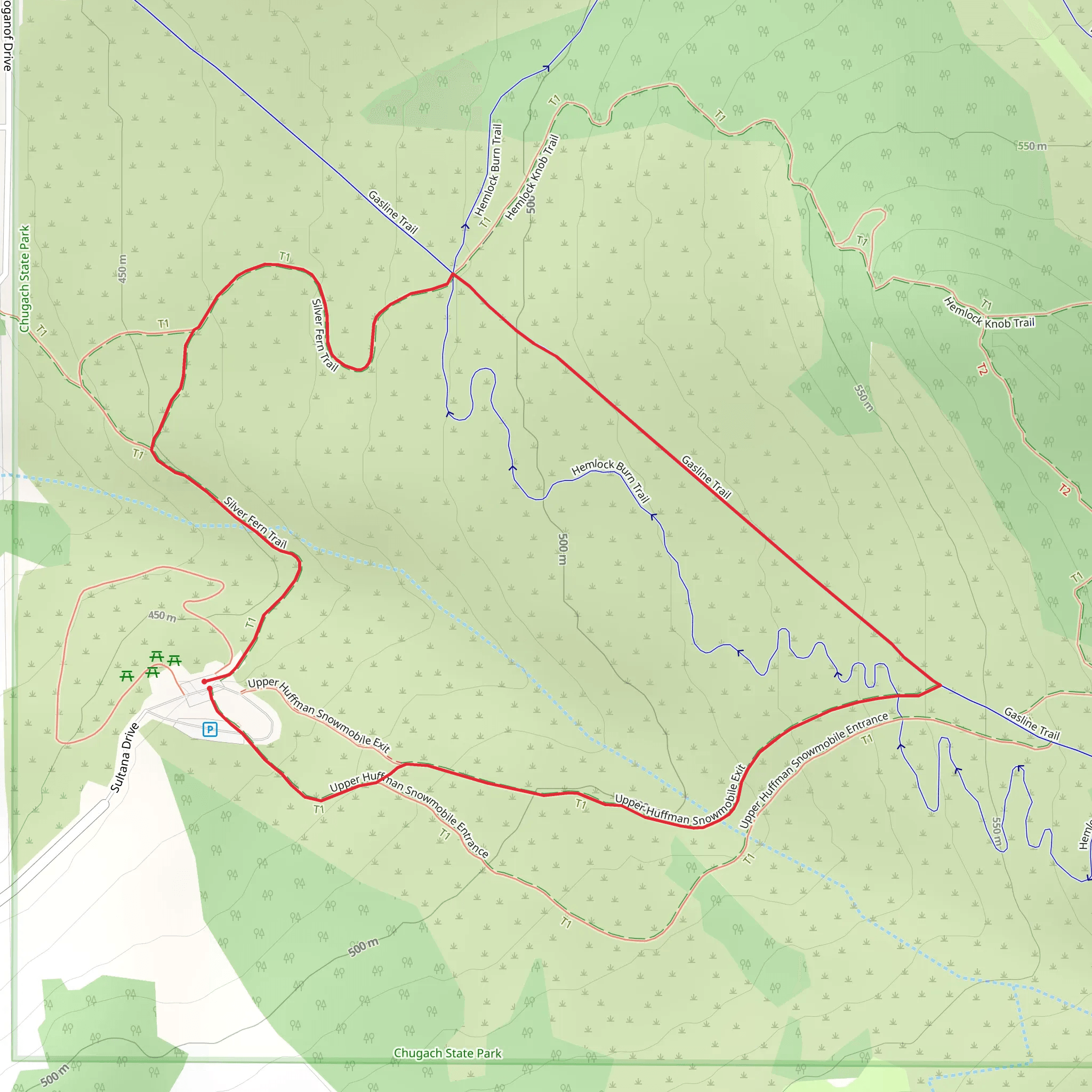 Silver Fern and Gasline Loop Trail mobile static map