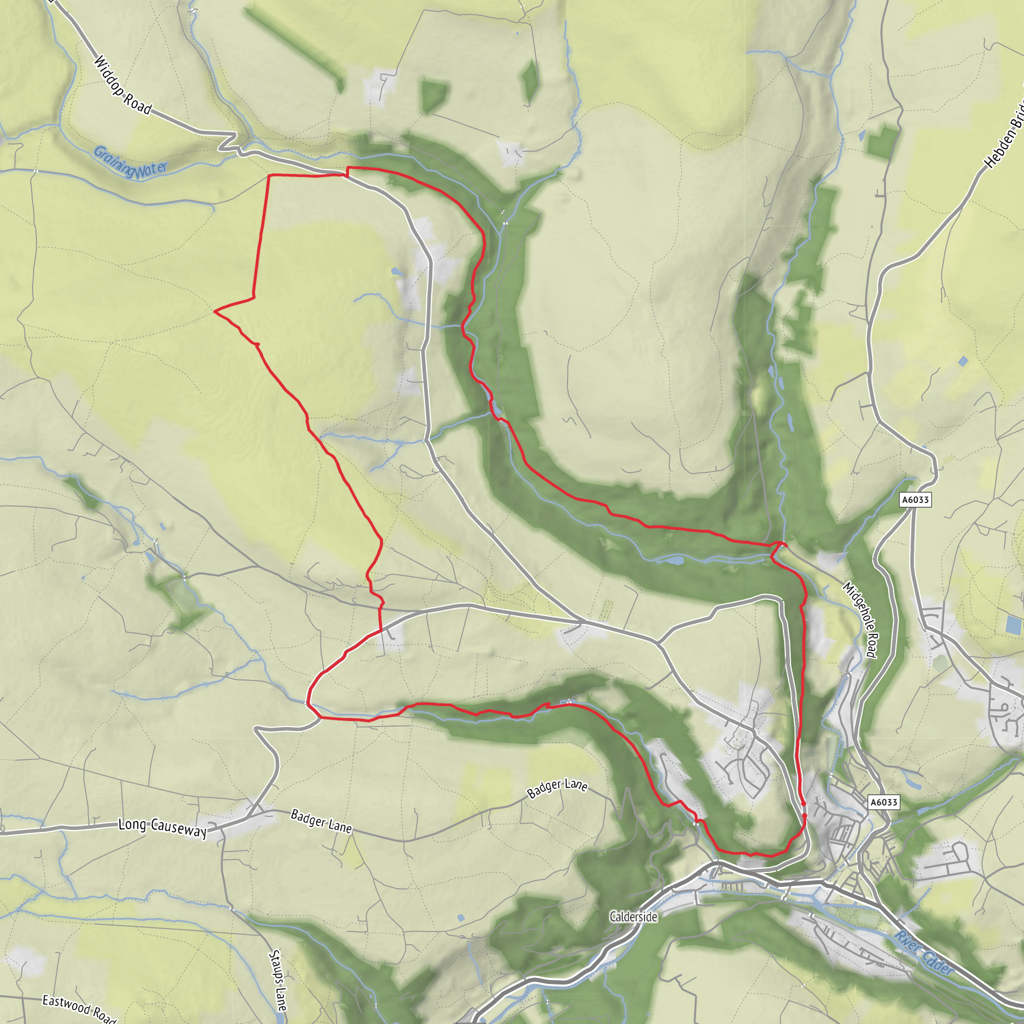 Jack Bridge, Clough Head Hill and Hebden Bridge Loop mobile static map