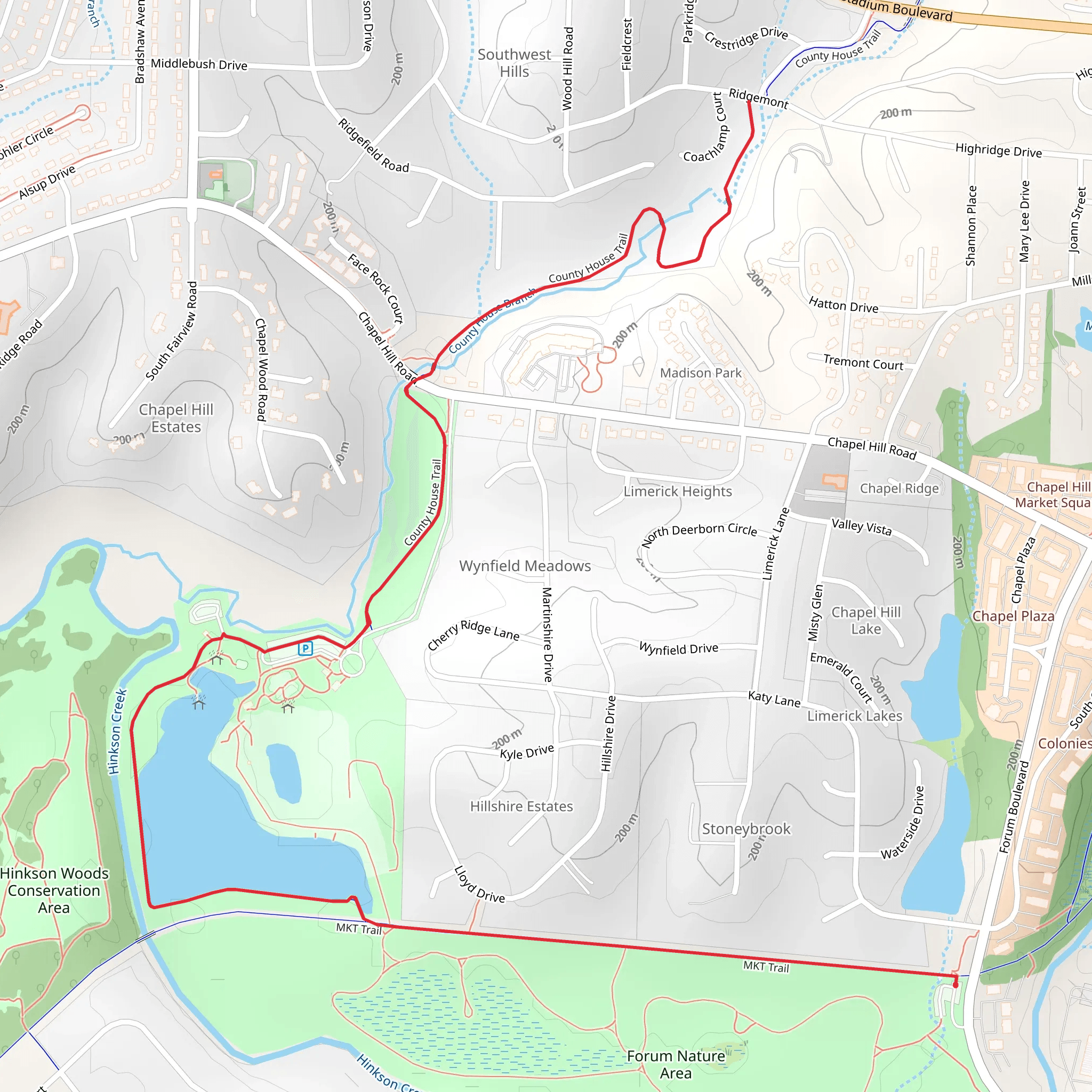 Twin Lakes and County House Trail mobile static map