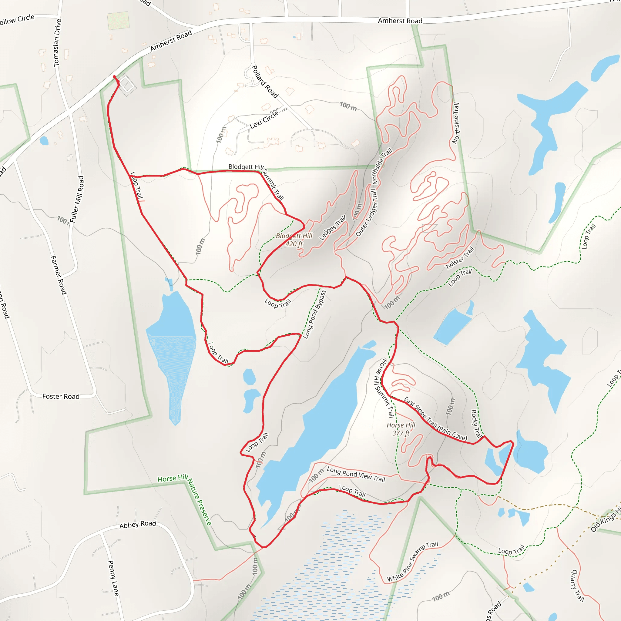 Blodgett Hill and Horse Hill Loop Trail mobile static map