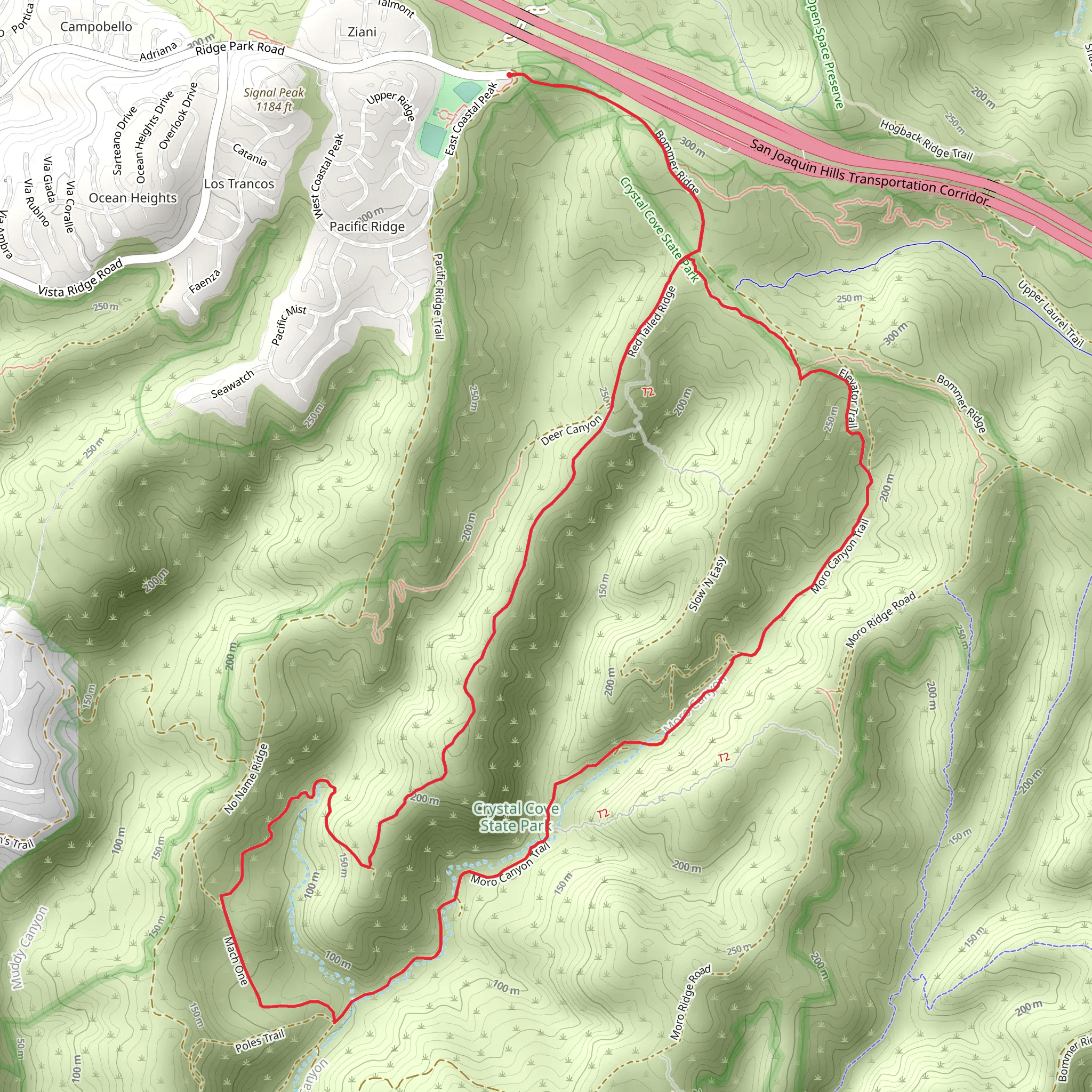 Bommer Ridge, Rattlesnake and Moro Canyon Loop Trail mobile static map