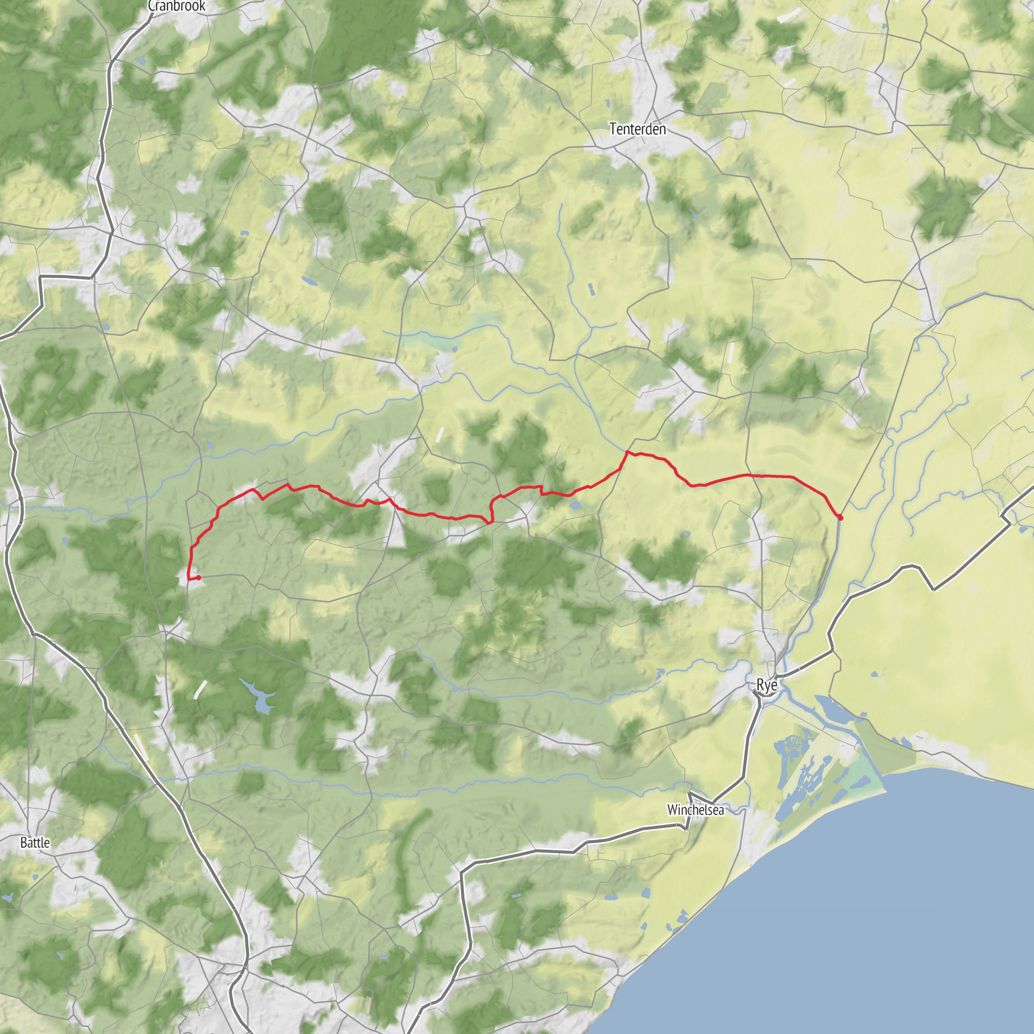 Walk to Lock via Sussex Border Path mobile static map