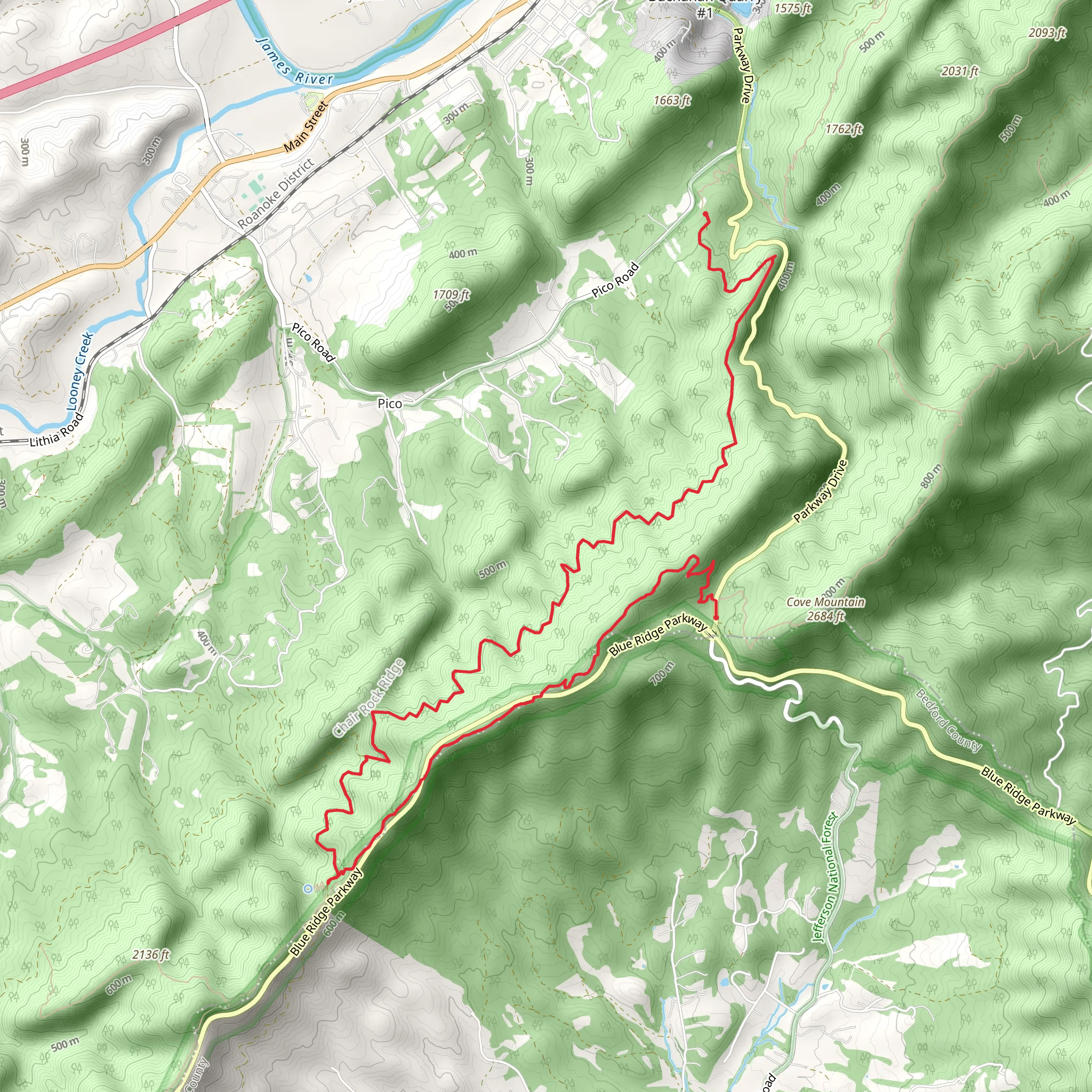 Appalachian and Mineshaft Trail mobile static map