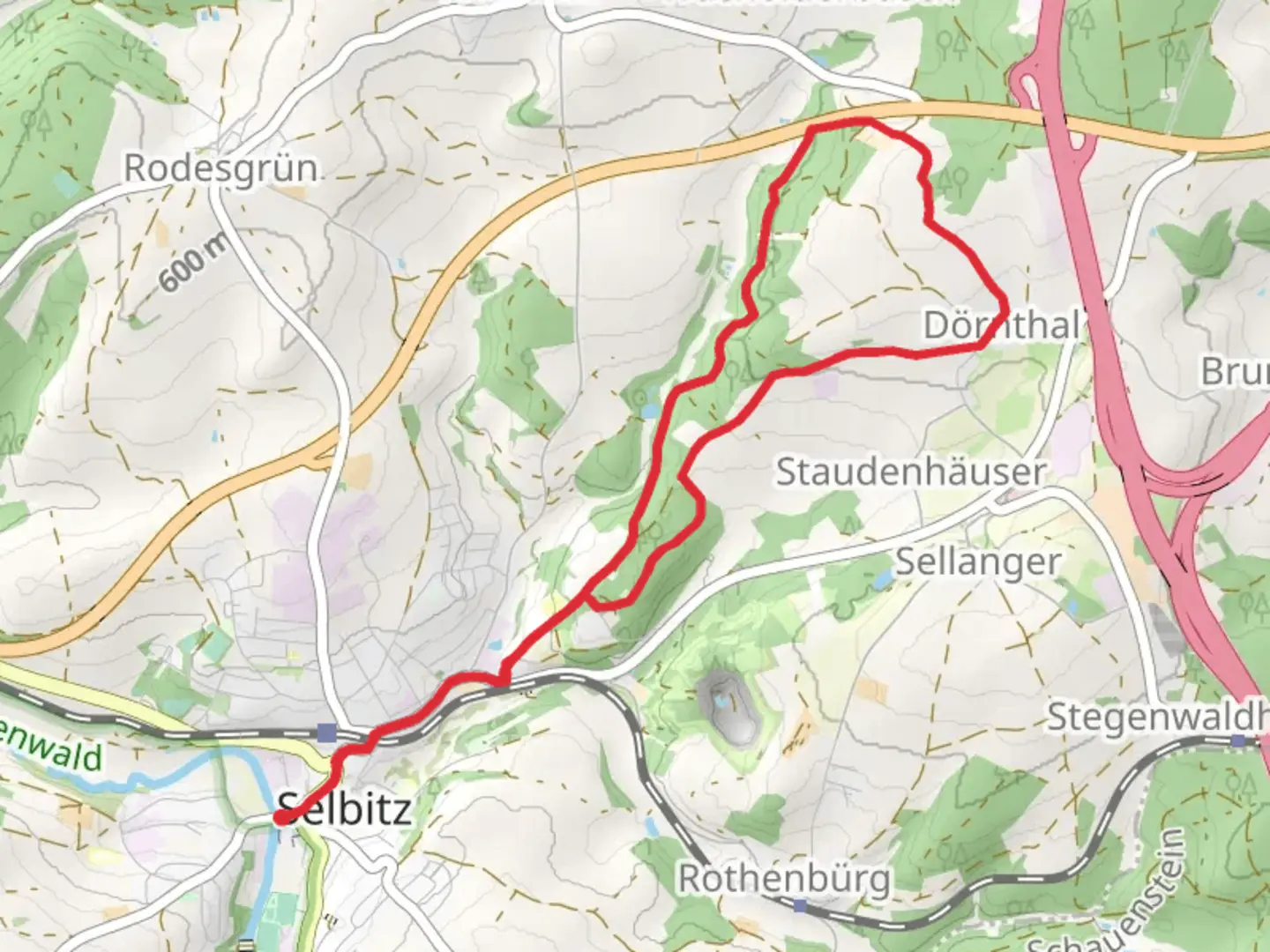 An image depicting the trail Wildenberg Weg OS and its surrounding area.