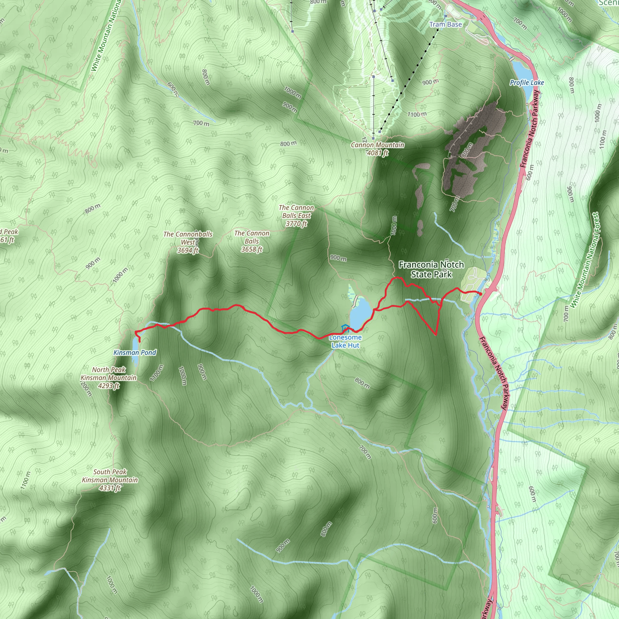 Lonesome Lake and Kinsman Pond mobile static map