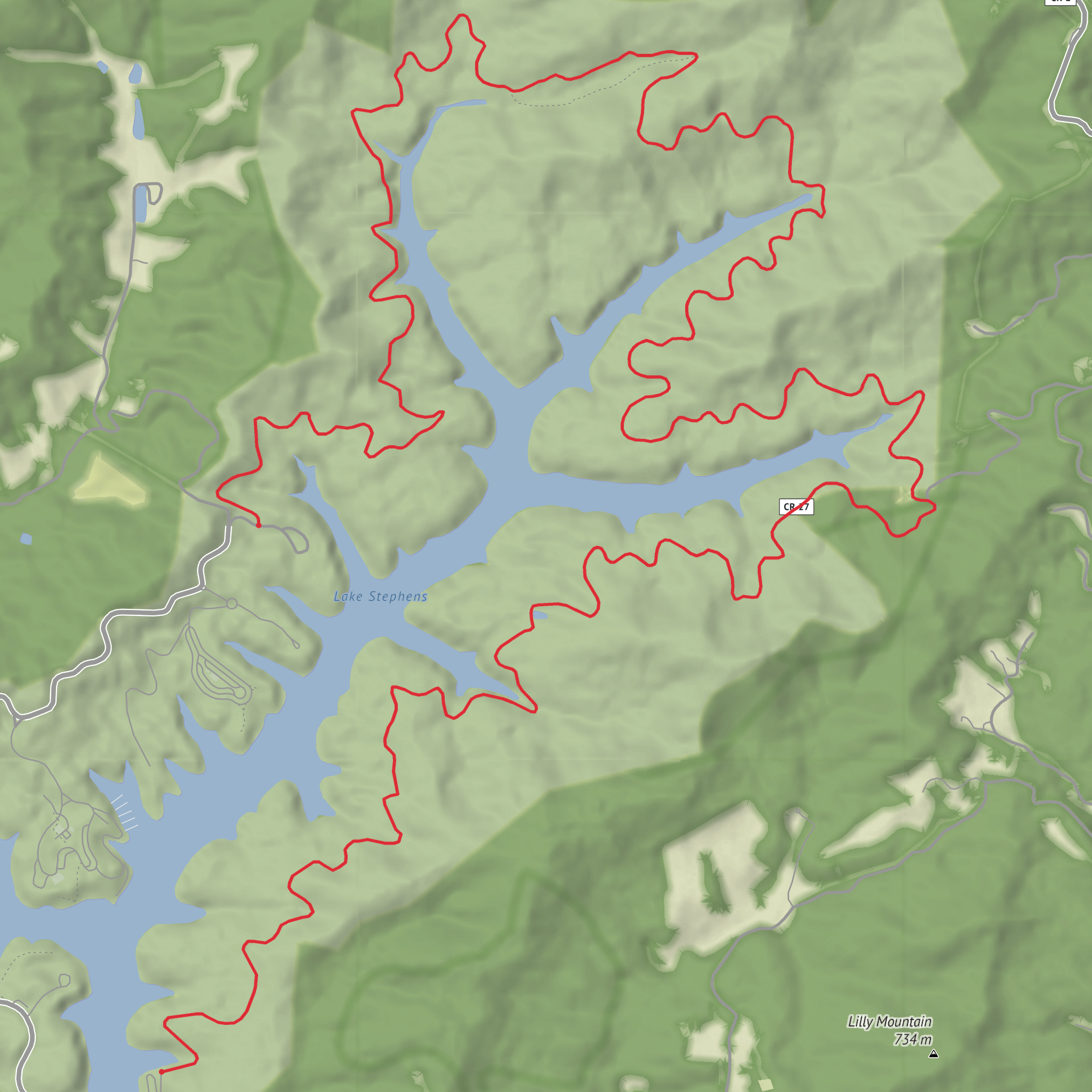 Lake Maintanence Road Trail mobile static map