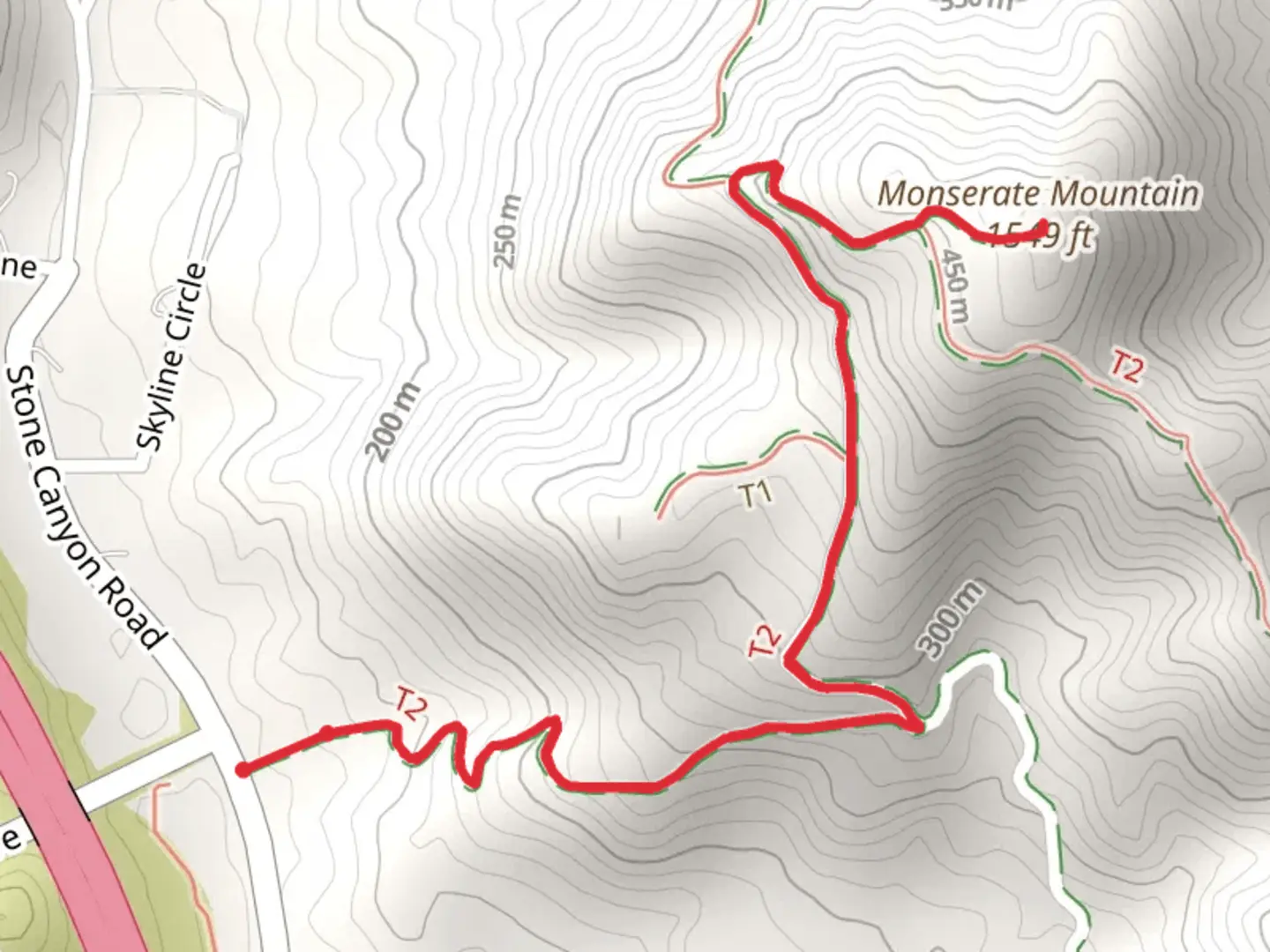 An image depicting the trail Monserate Mountain Trail and its surrounding area.