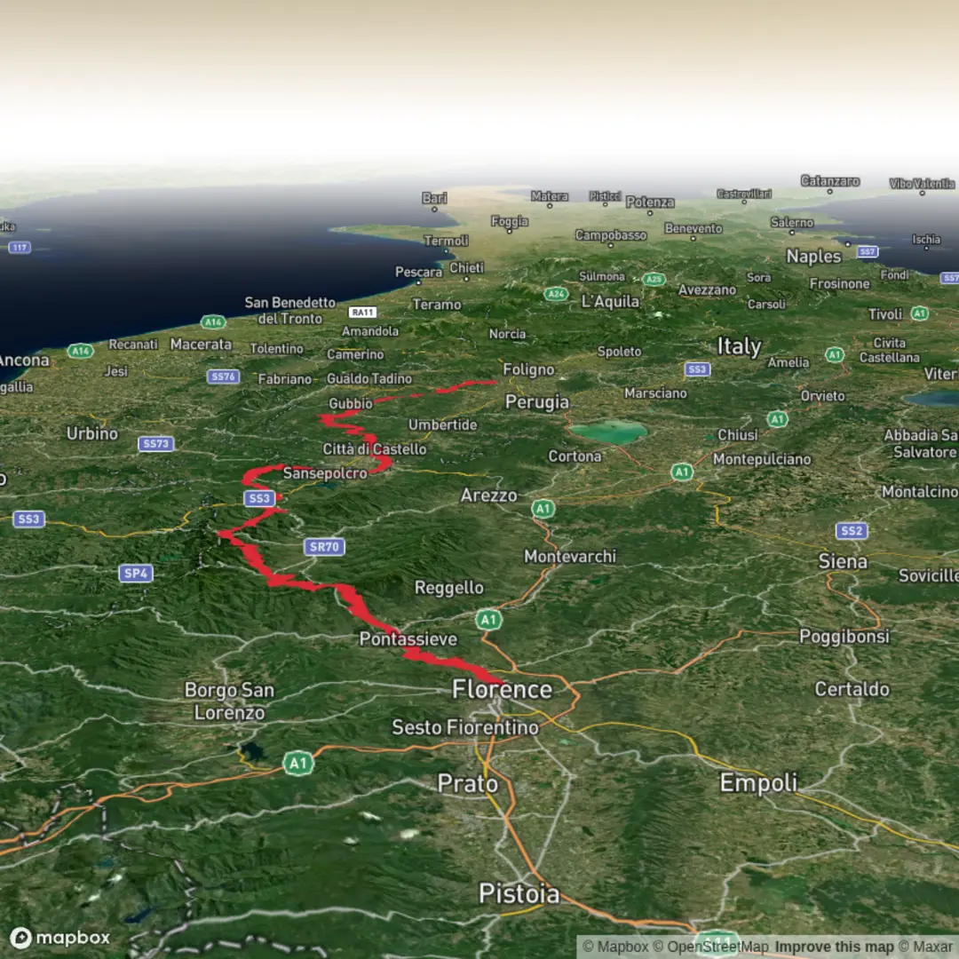 An image depicting the trail Via di Francesco and its surrounding area.