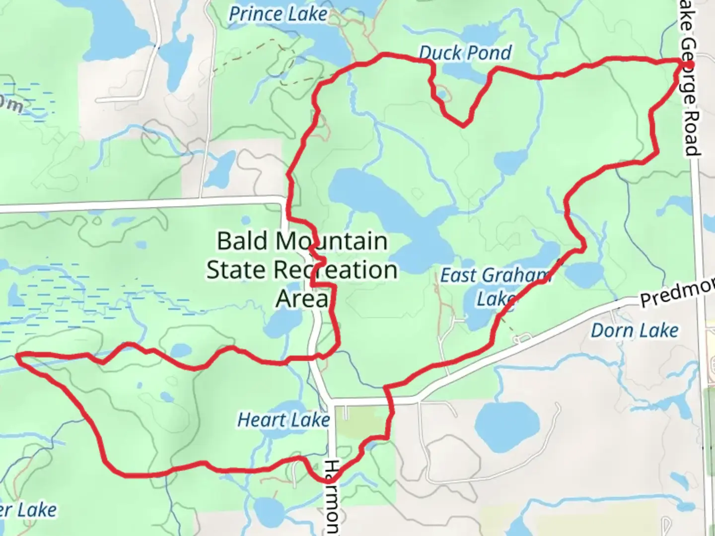 An image depicting the trail Orange, White and Green Loop Trail and its surrounding area.