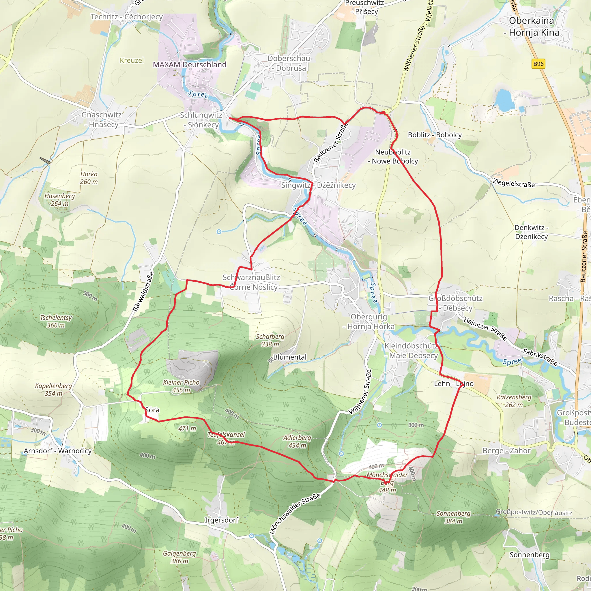 Teufelskanzel via Pumphut Steig and Oberguriger Rundwanderweg mobile static map