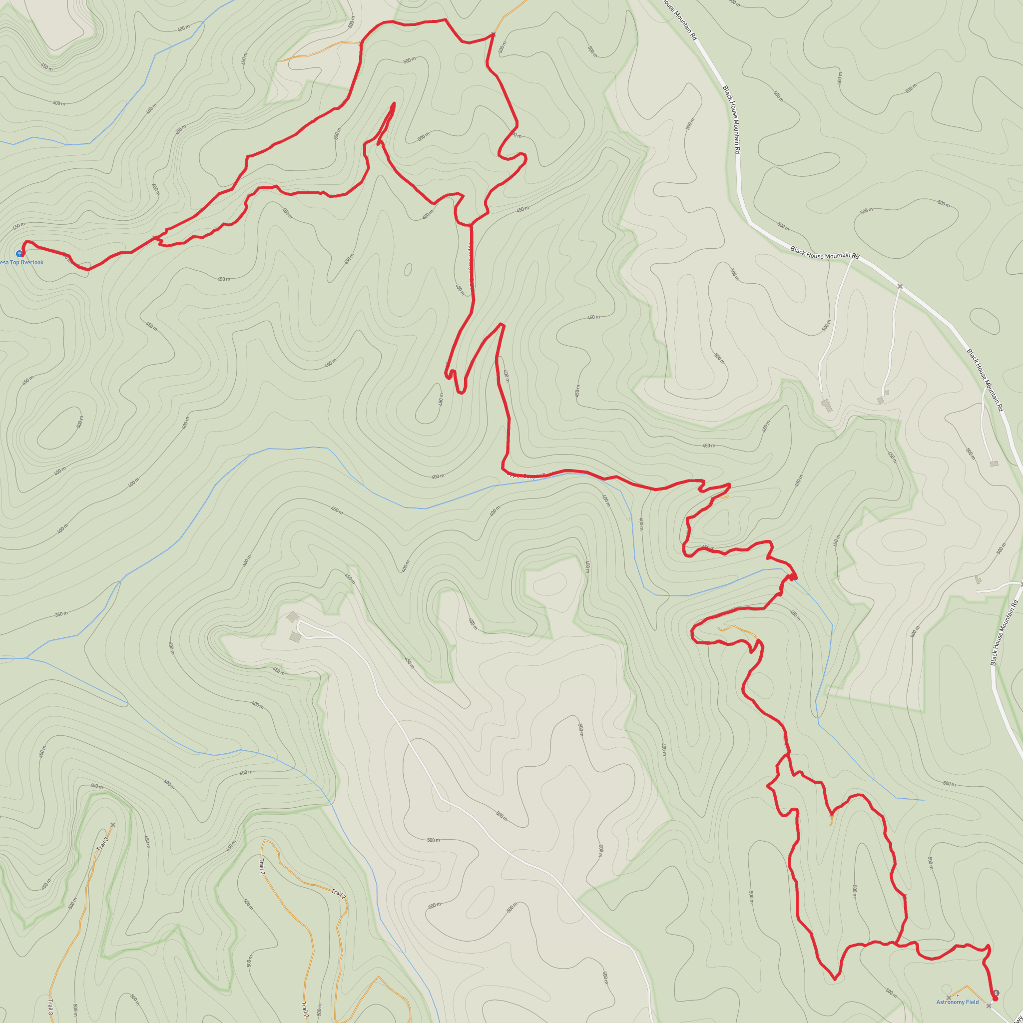 Mesa Top Overlook via Overlook Trail and Upper Canyon Trail mobile static map