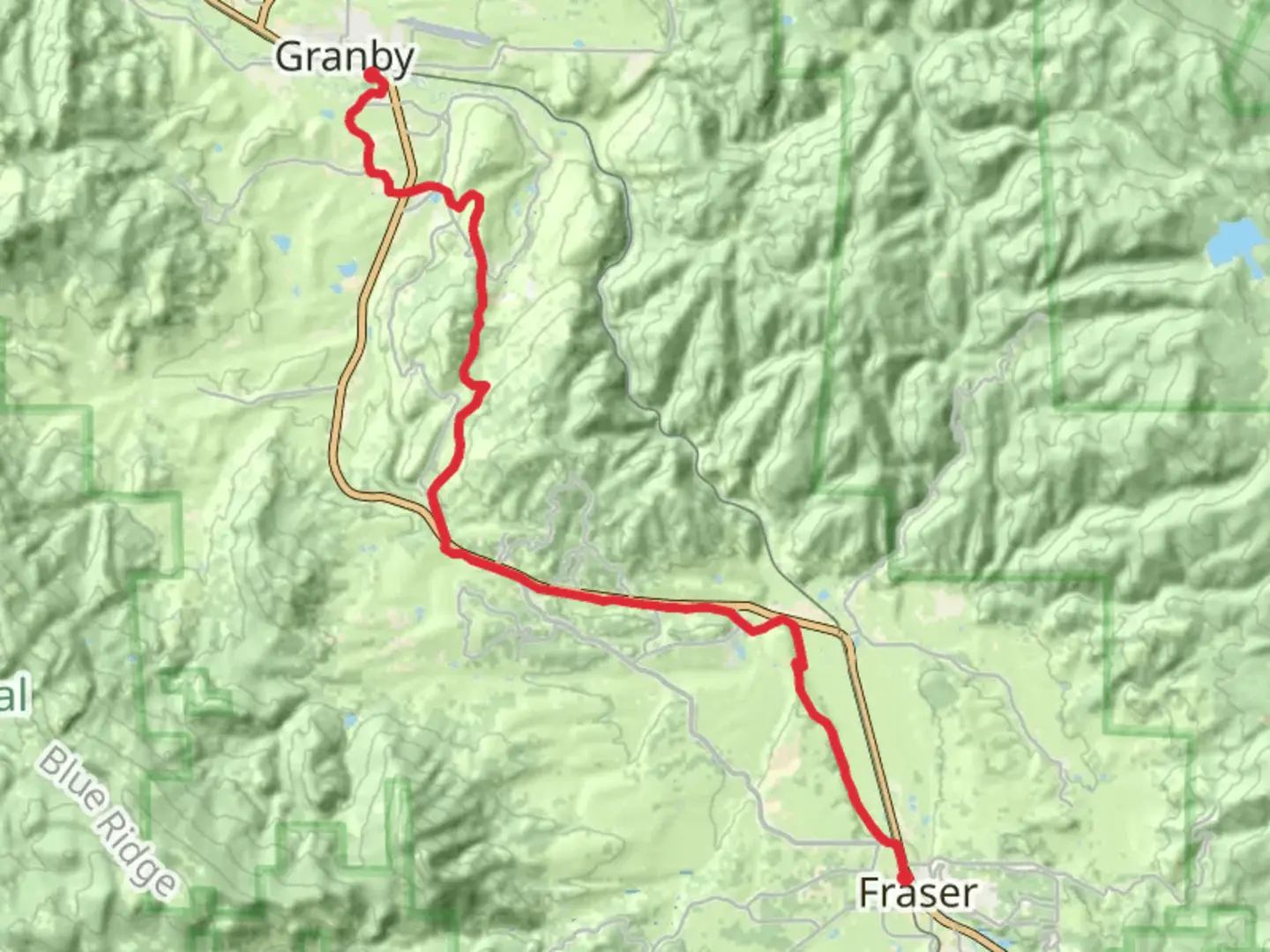 An image depicting the trail Winter Park to Granby Trail and Winter Park to Granby Trail and its surrounding area.