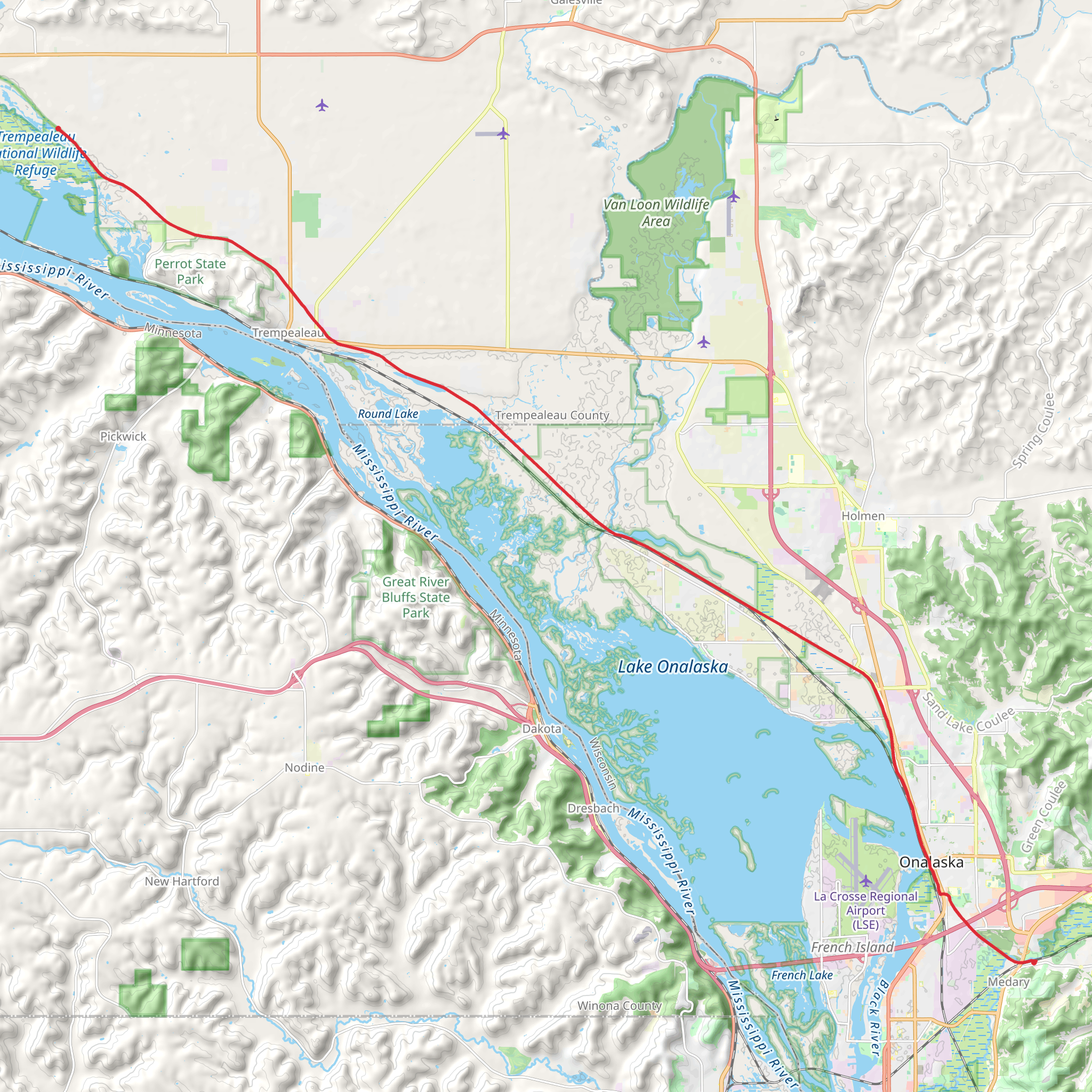 Great River State Trail mobile static map