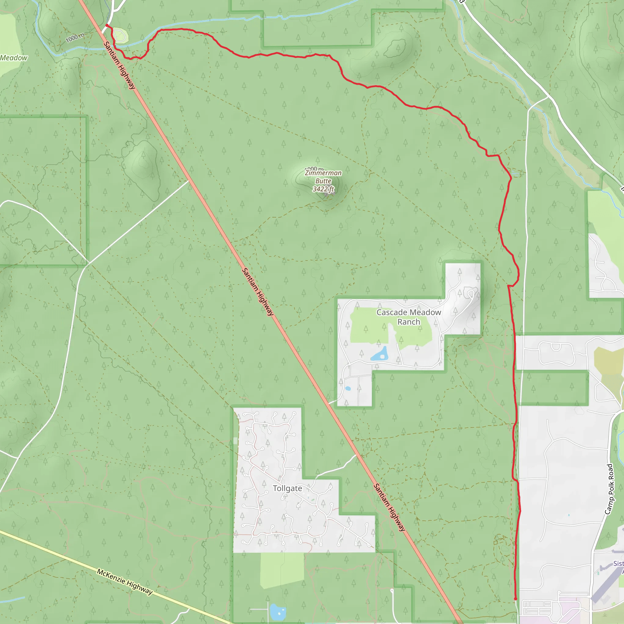 Sisters Tie Trail mobile static map