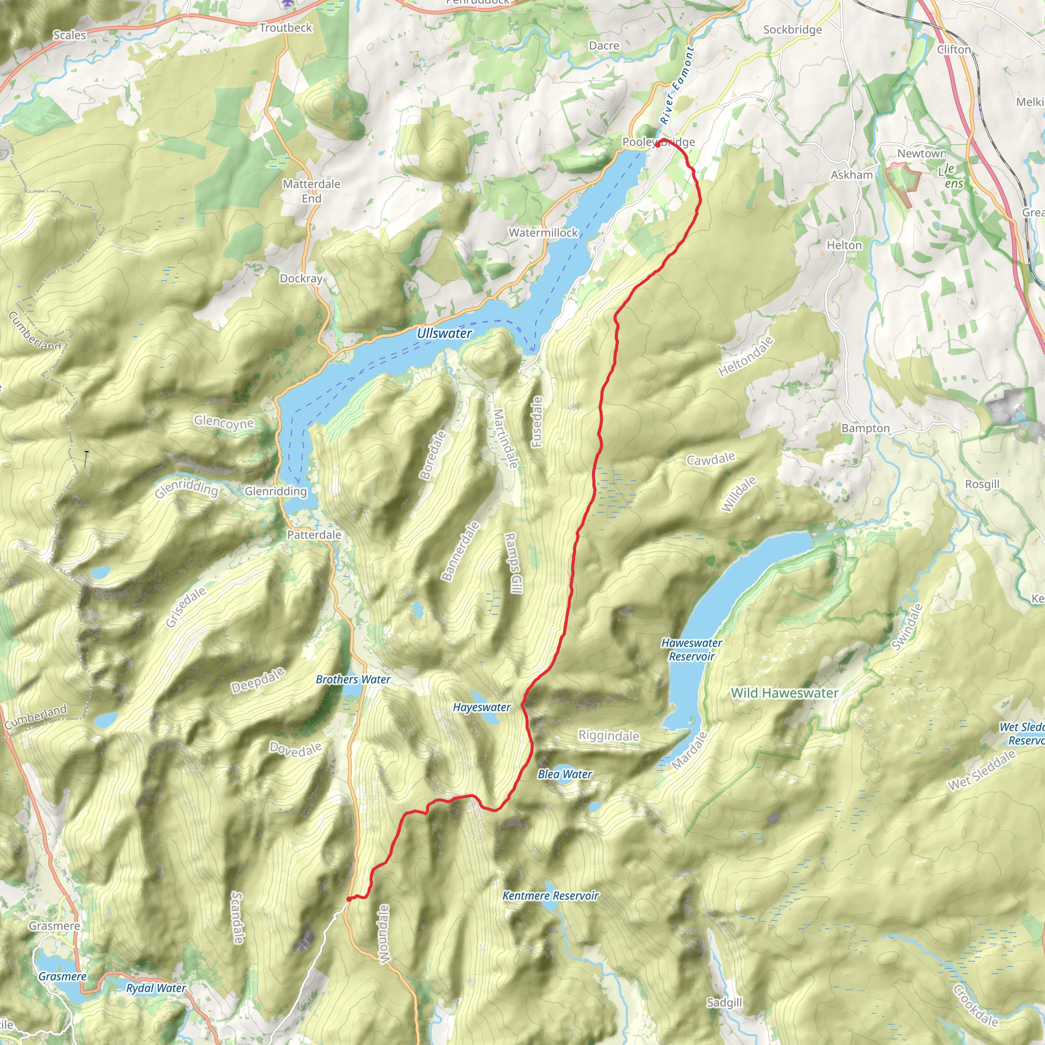 Stony Cove Pike, Thornthwaite Crag, Rampsgill Head, Raven Howe, Wether Hill and Arthur's Pike Walk mobile static map