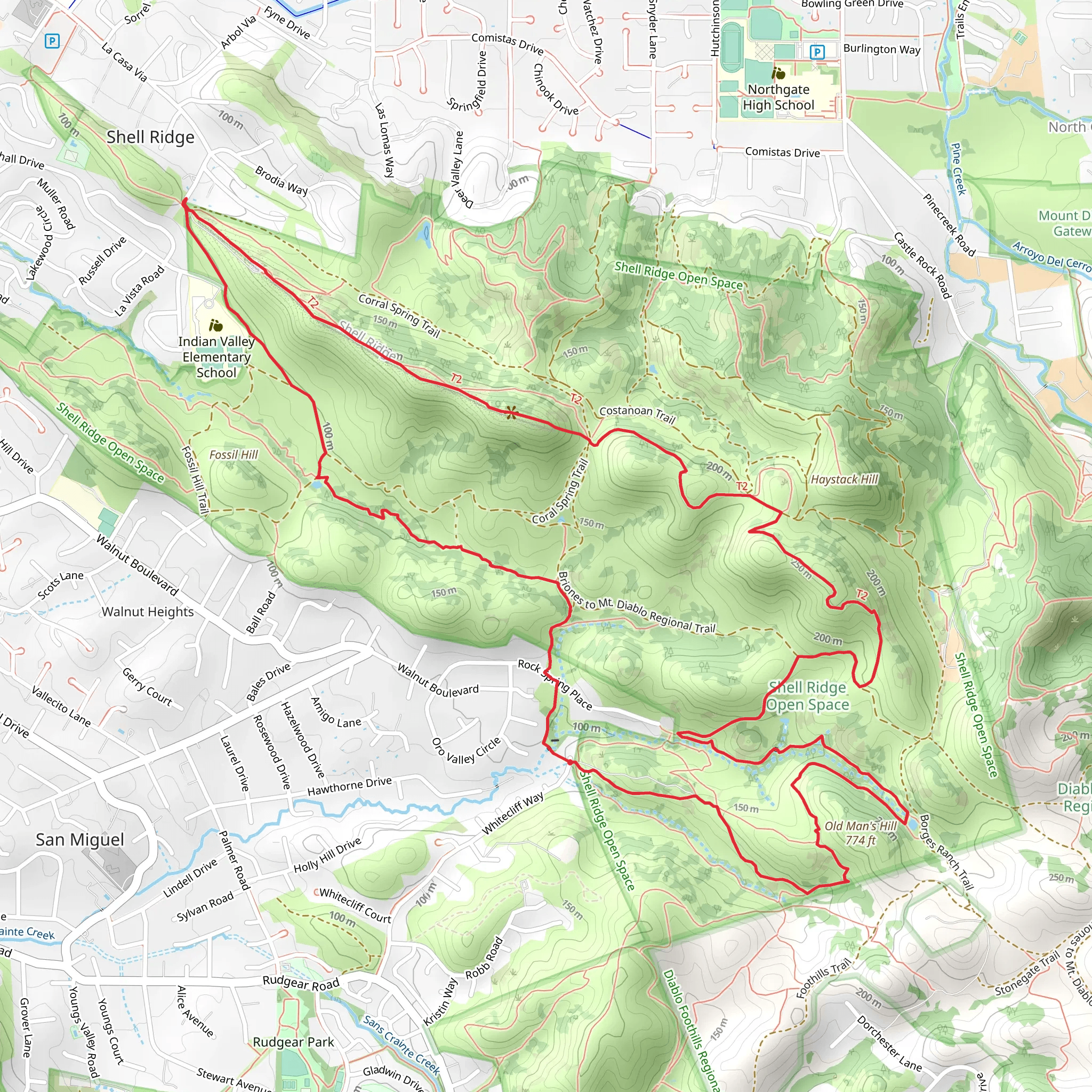 Indian Creek, Ridge Top and Twin Ponds Loop Trail mobile static map