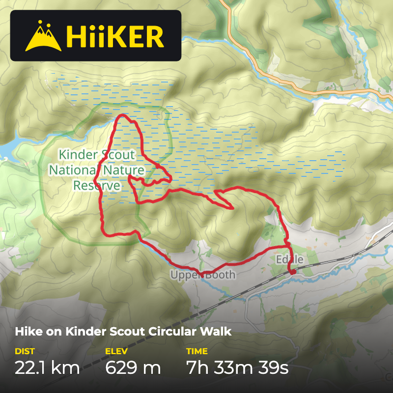A map preview of the recording Hike on Kinder Scout Circular Walk.