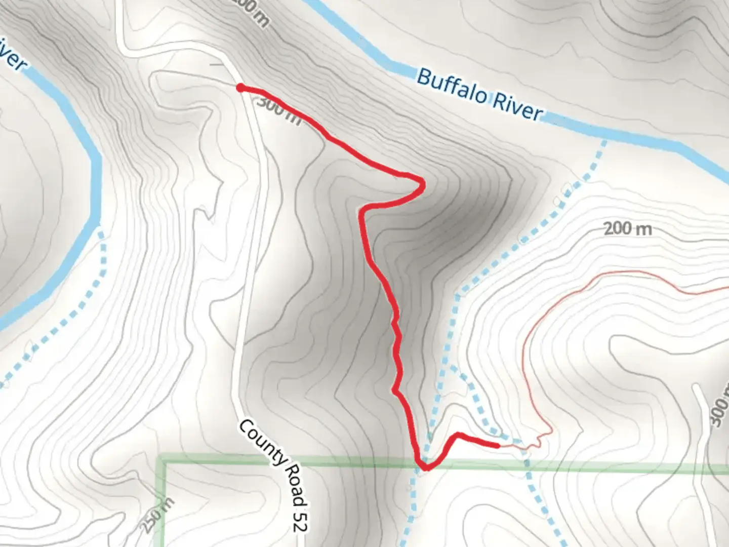 An image depicting the trail Buffalo River Trail - OHT from County Road 52 and its surrounding area.