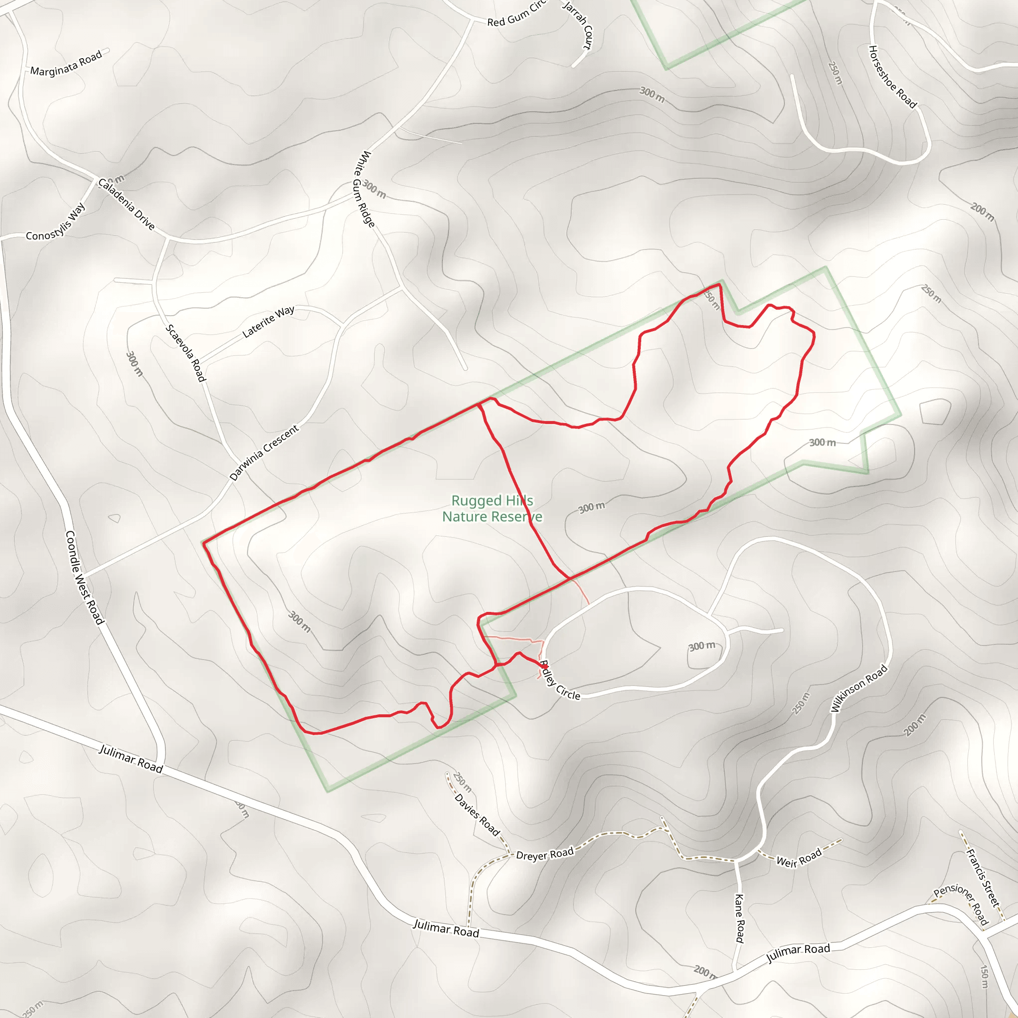 Rugged Hills Nature Reserve Loop mobile static map