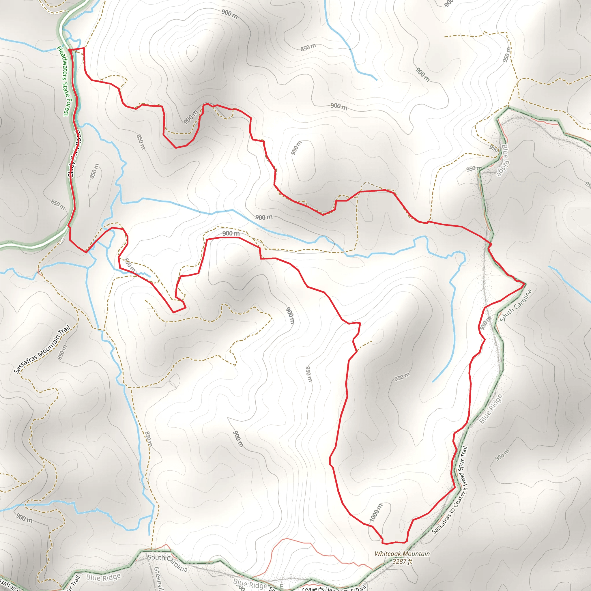 White Oak Mountain Loop mobile static map