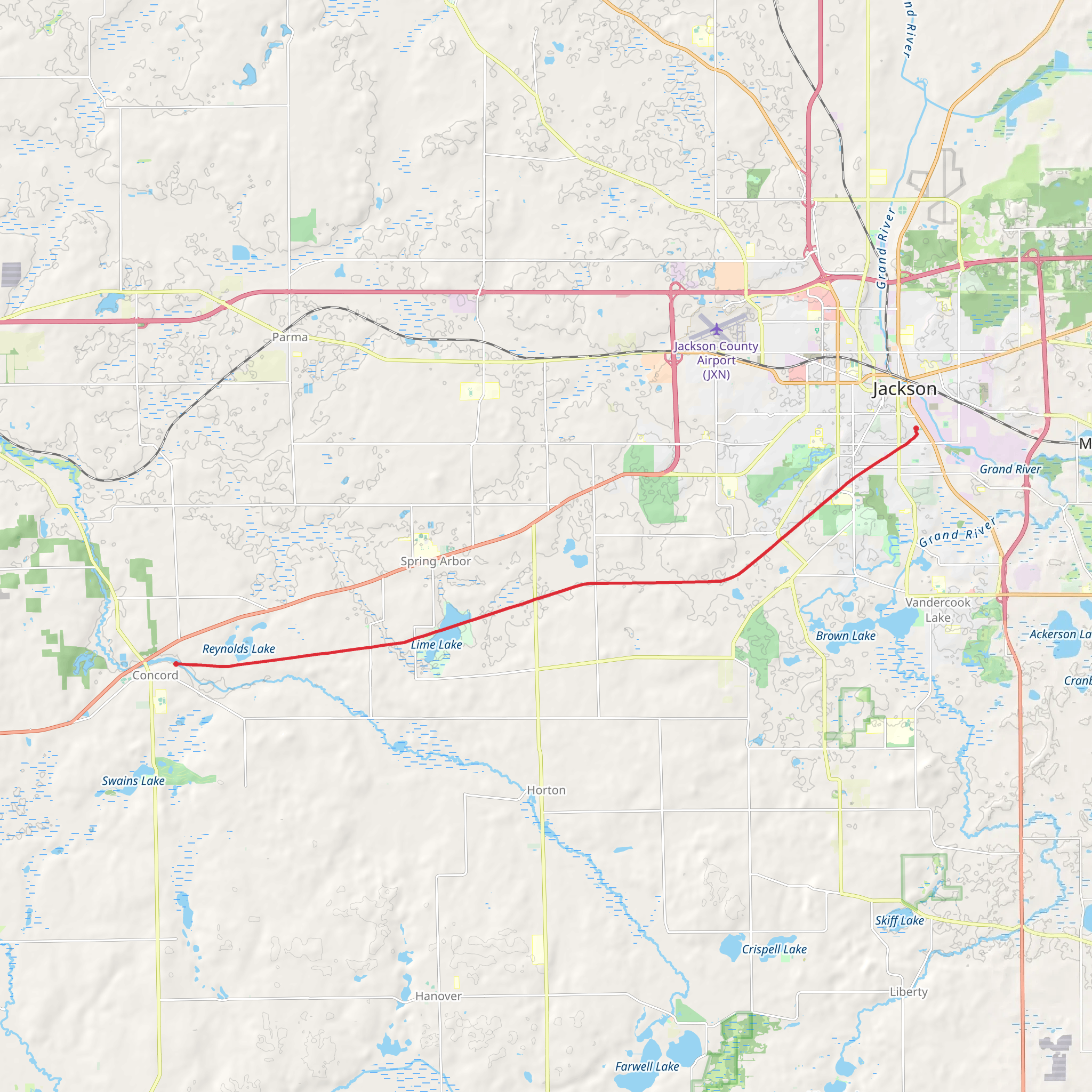 Inter-City and Falling Water Trail mobile static map