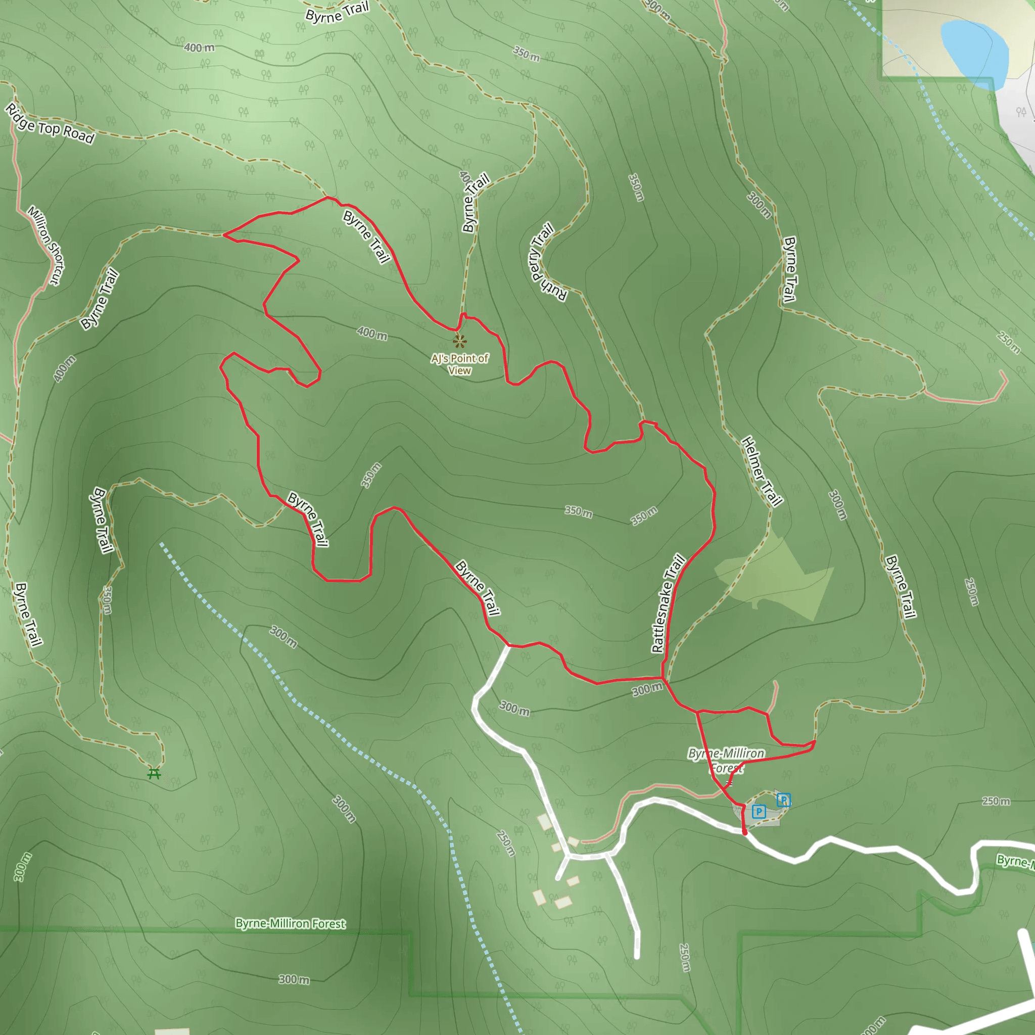 Byrne - Milliron Forest - Rattlesnake Loop Trail mobile static map