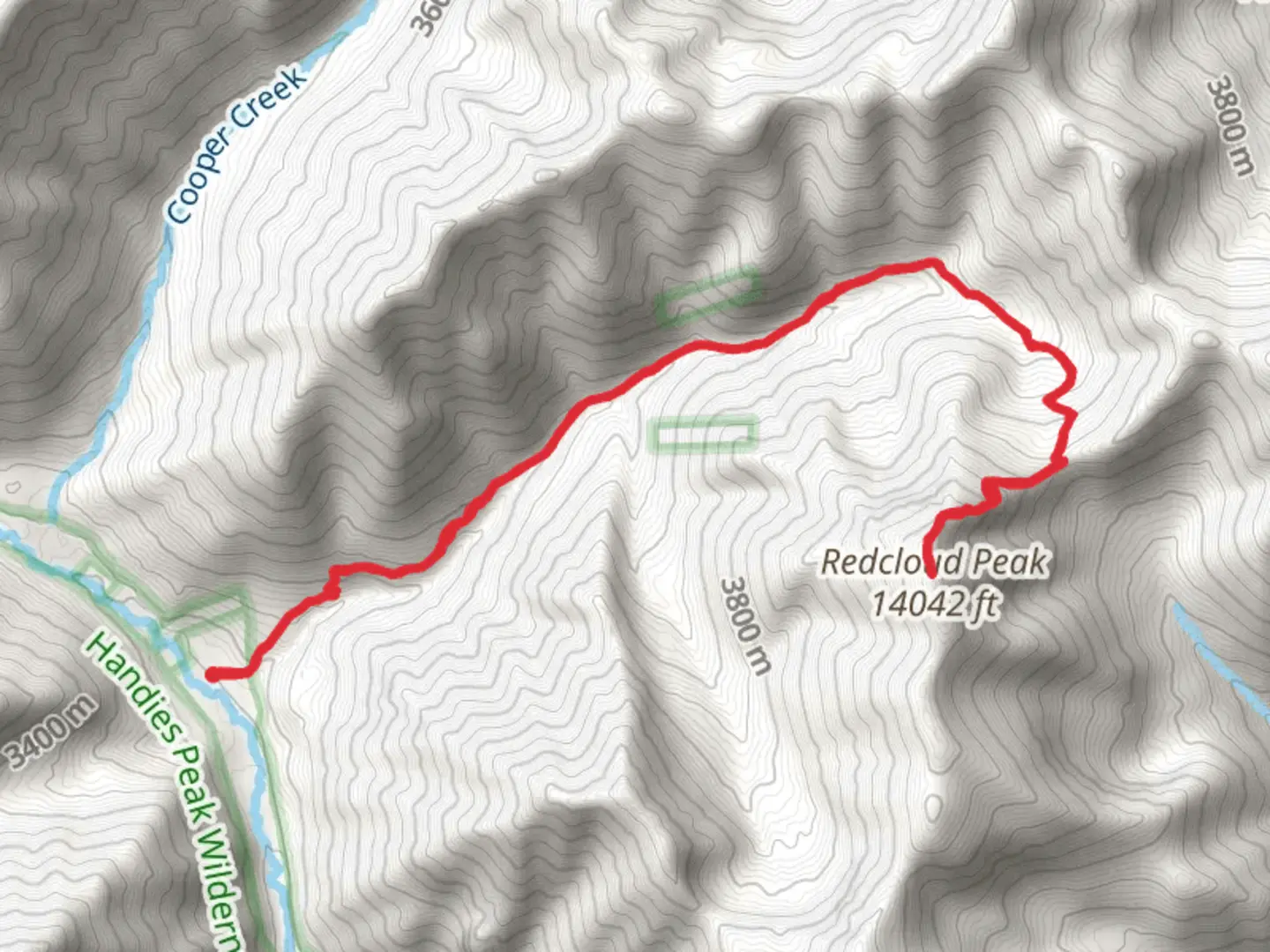 An image depicting the trail Redcloud Peak via Silver Creek Trail and its surrounding area.