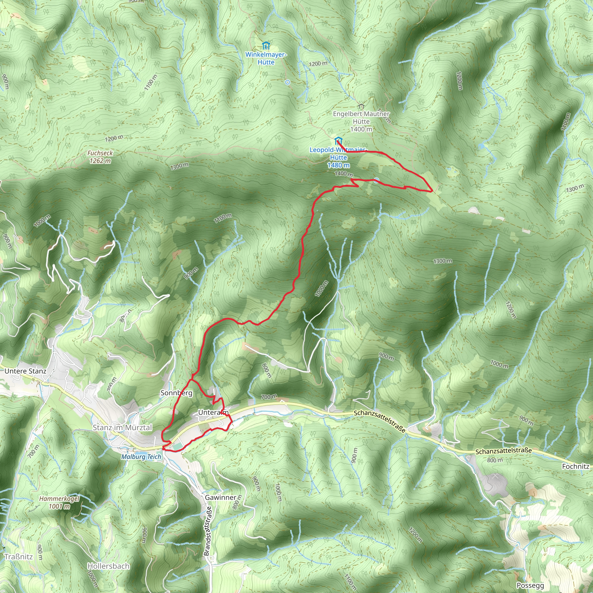 Auf die Stanglalm von Stanz im Mürztal aus mobile static map