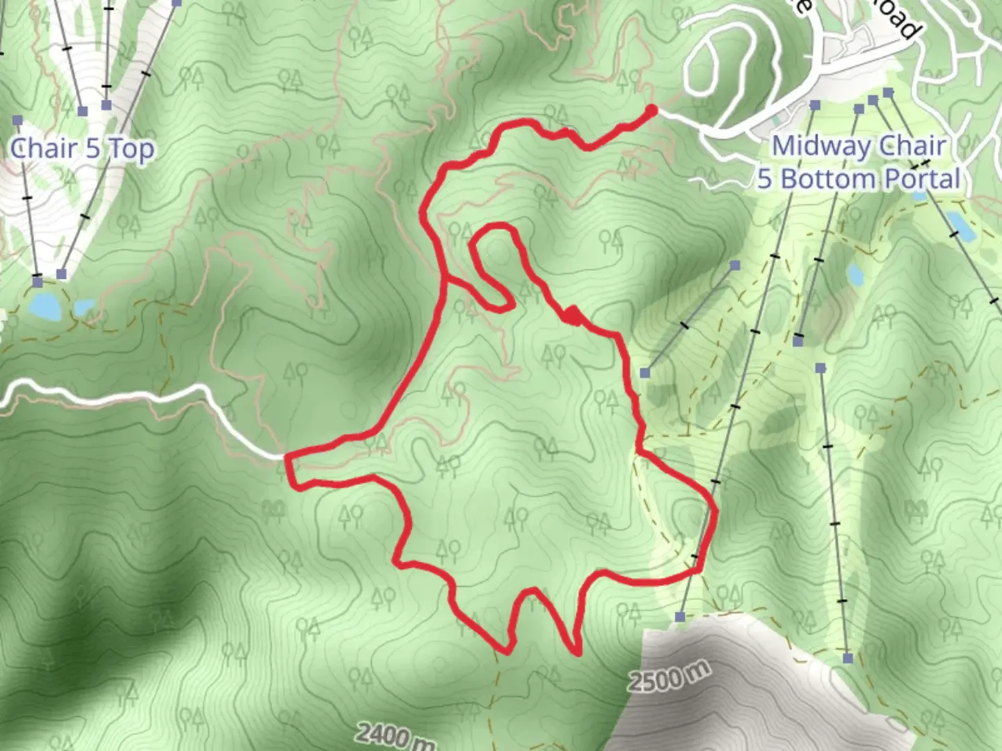An image depicting the trail Skyline Drive and Sugarlump Road Loop and its surrounding area.
