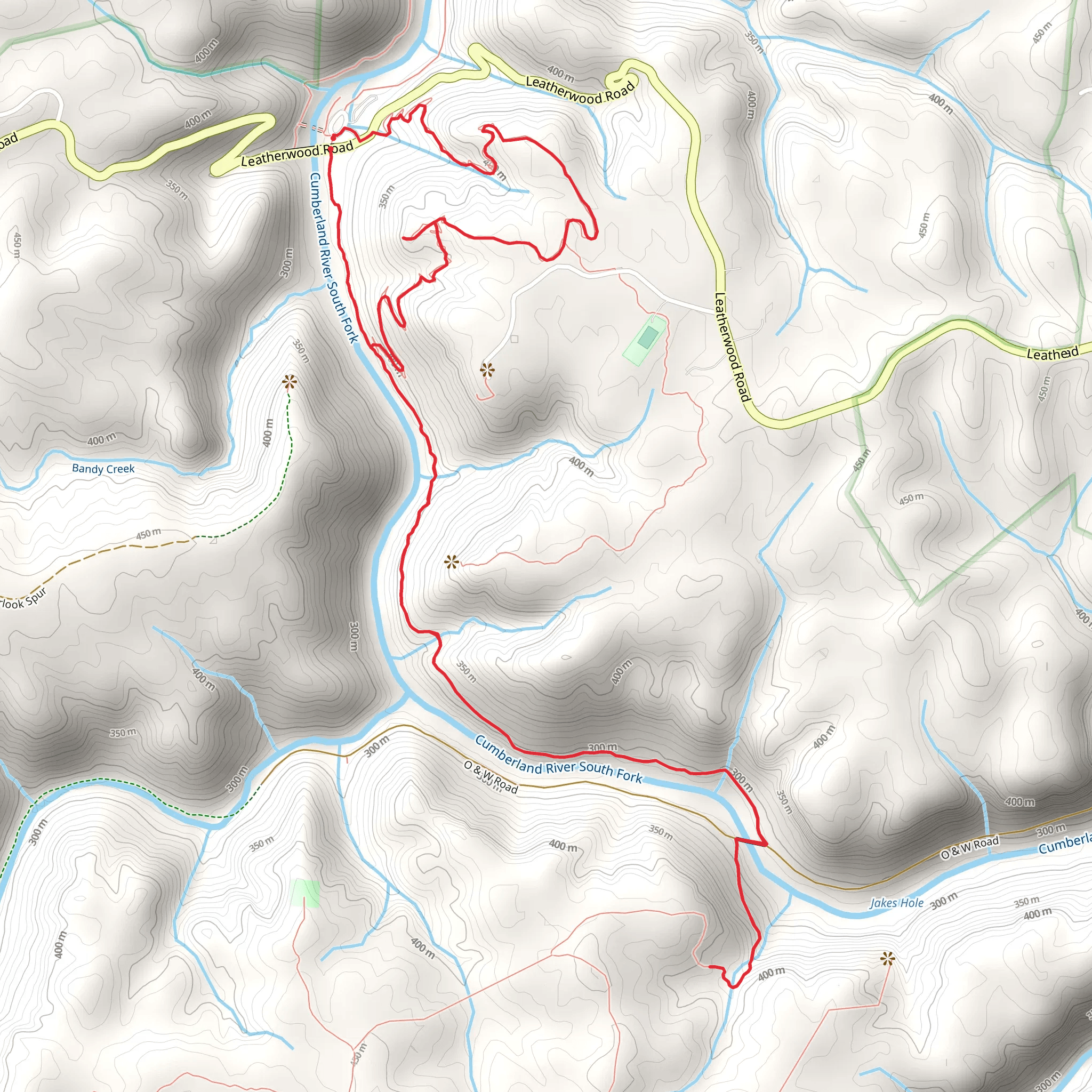 John Muir and Leatherwood Loop Trail mobile static map