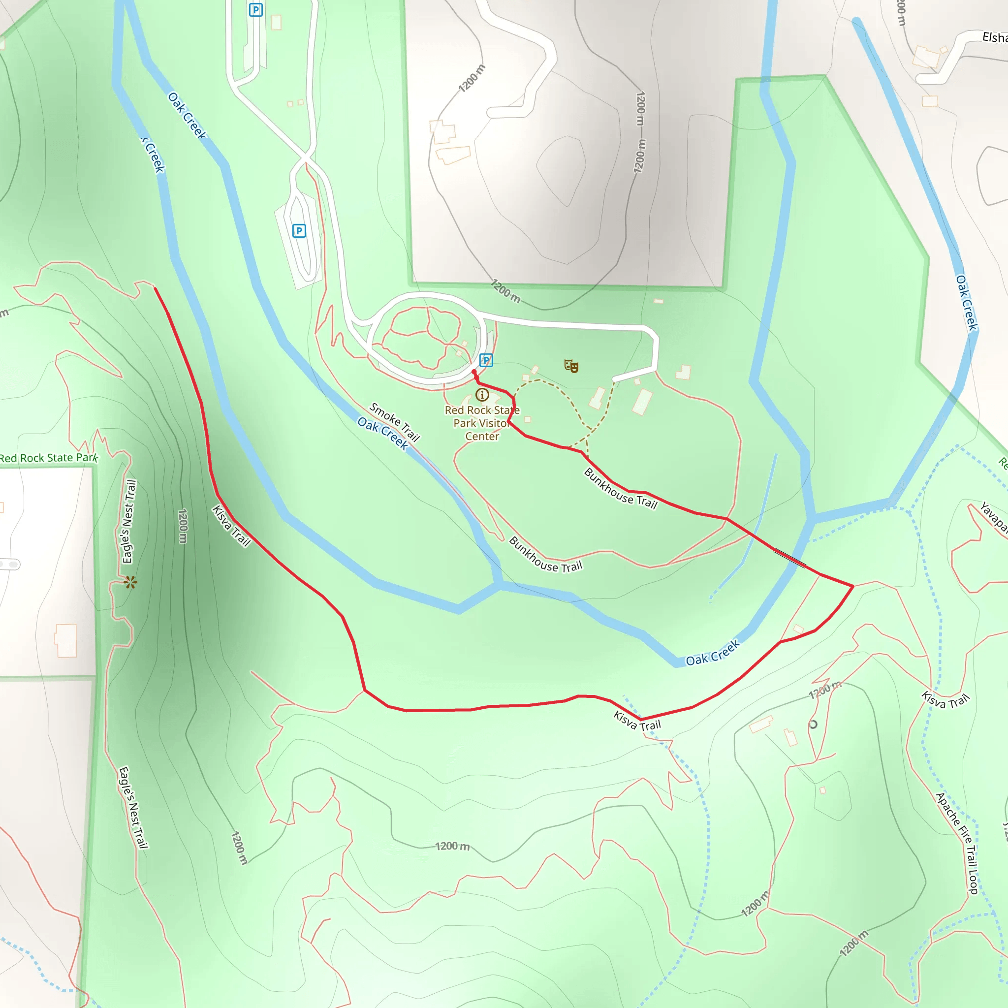 Bunkhouse Trail and Kisva Trail Out and Back mobile static map
