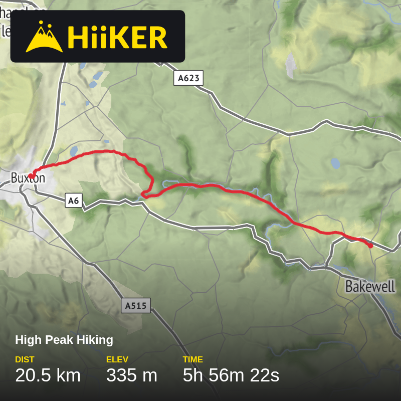 A map preview of the recording High Peak Hiking.