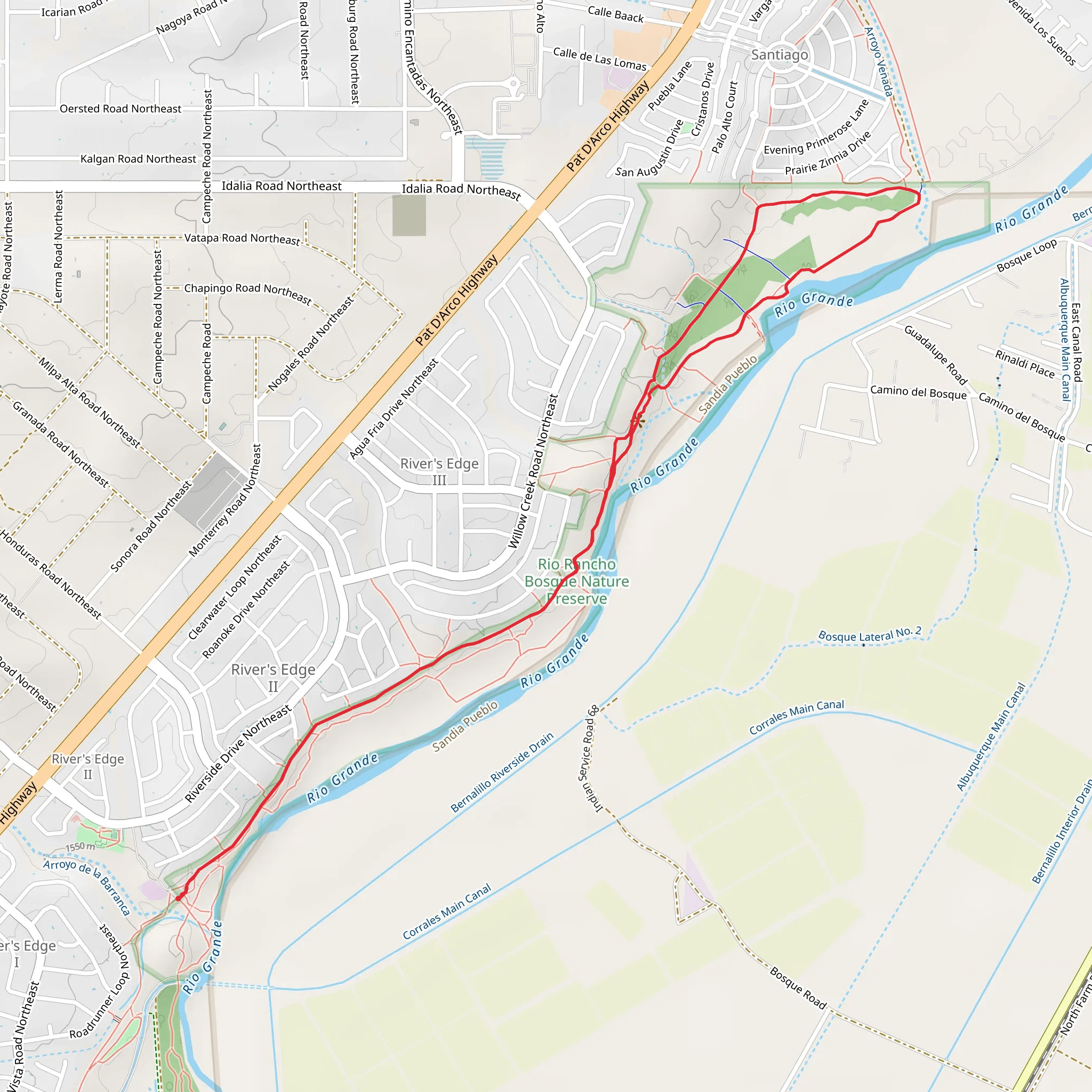 Rio Rancho Bosque North and South Loop Trail mobile static map