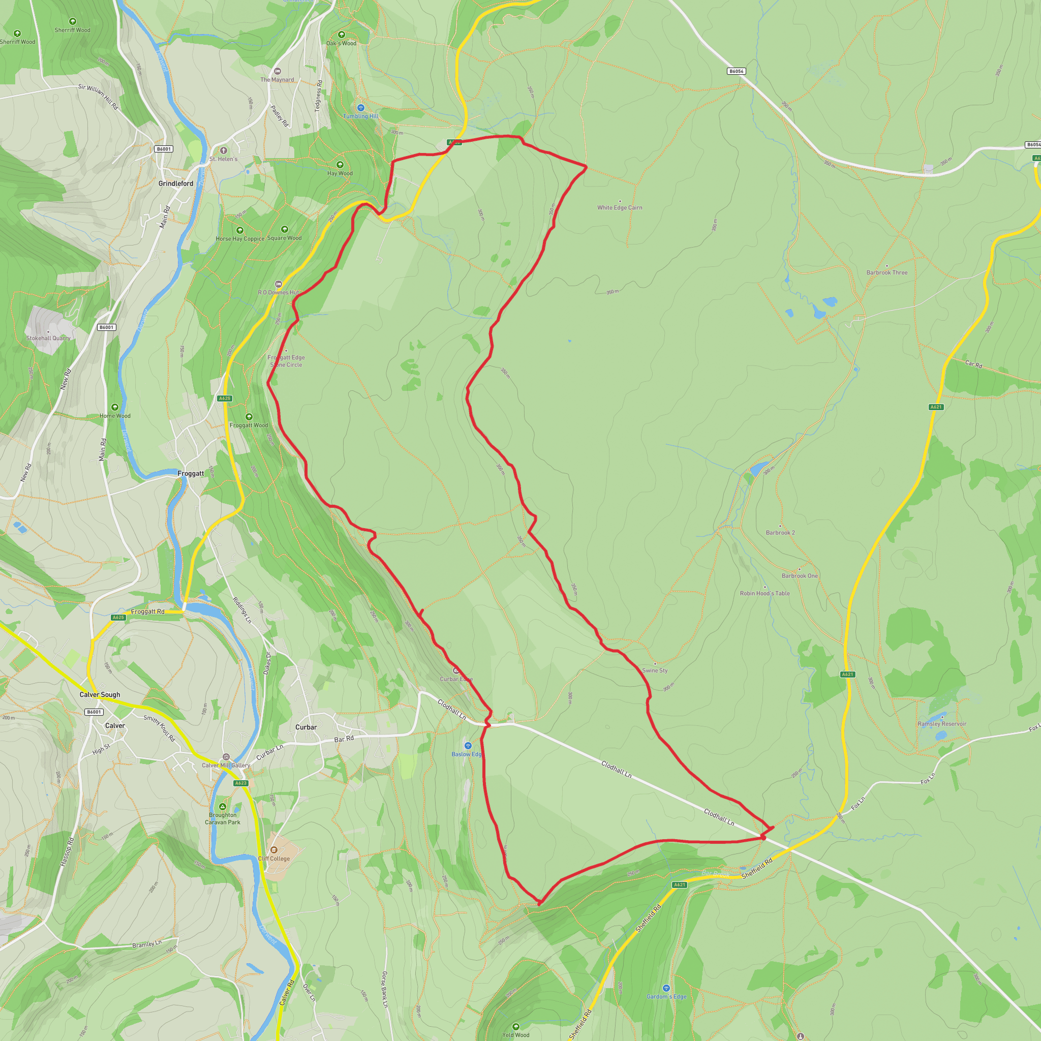 Curbar Edge, Froggatt Edge and White Edge mobile static map