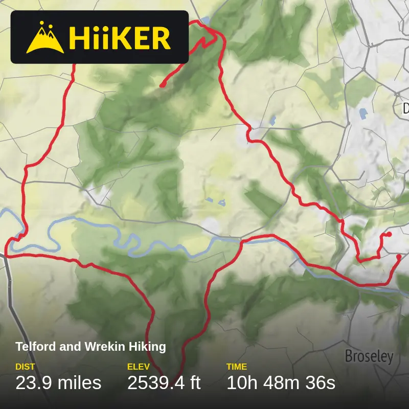 A map preview of the recording The Wrekin, Eaton Constantine, river at Cressage, Sheinton, Ironbridge..