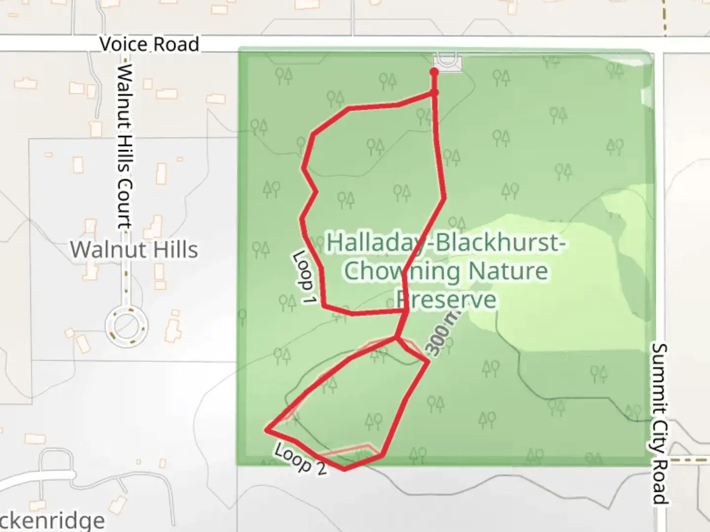 An image depicting the trail Voice Road Loop and its surrounding area.