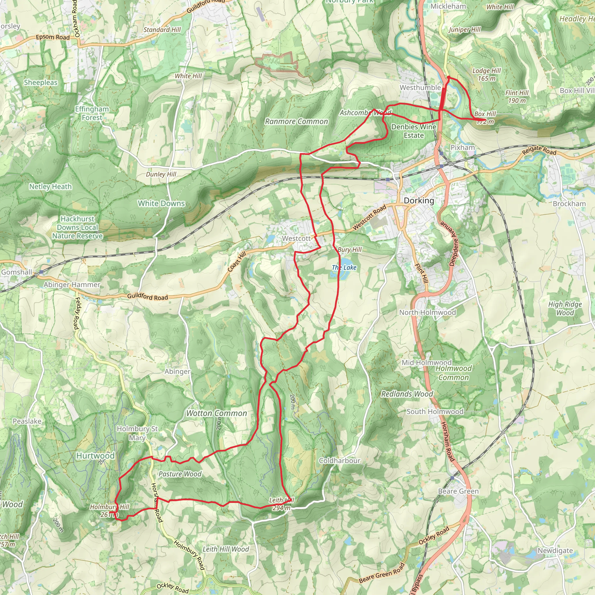 Surrey Hills 3 Peaks mobile static map
